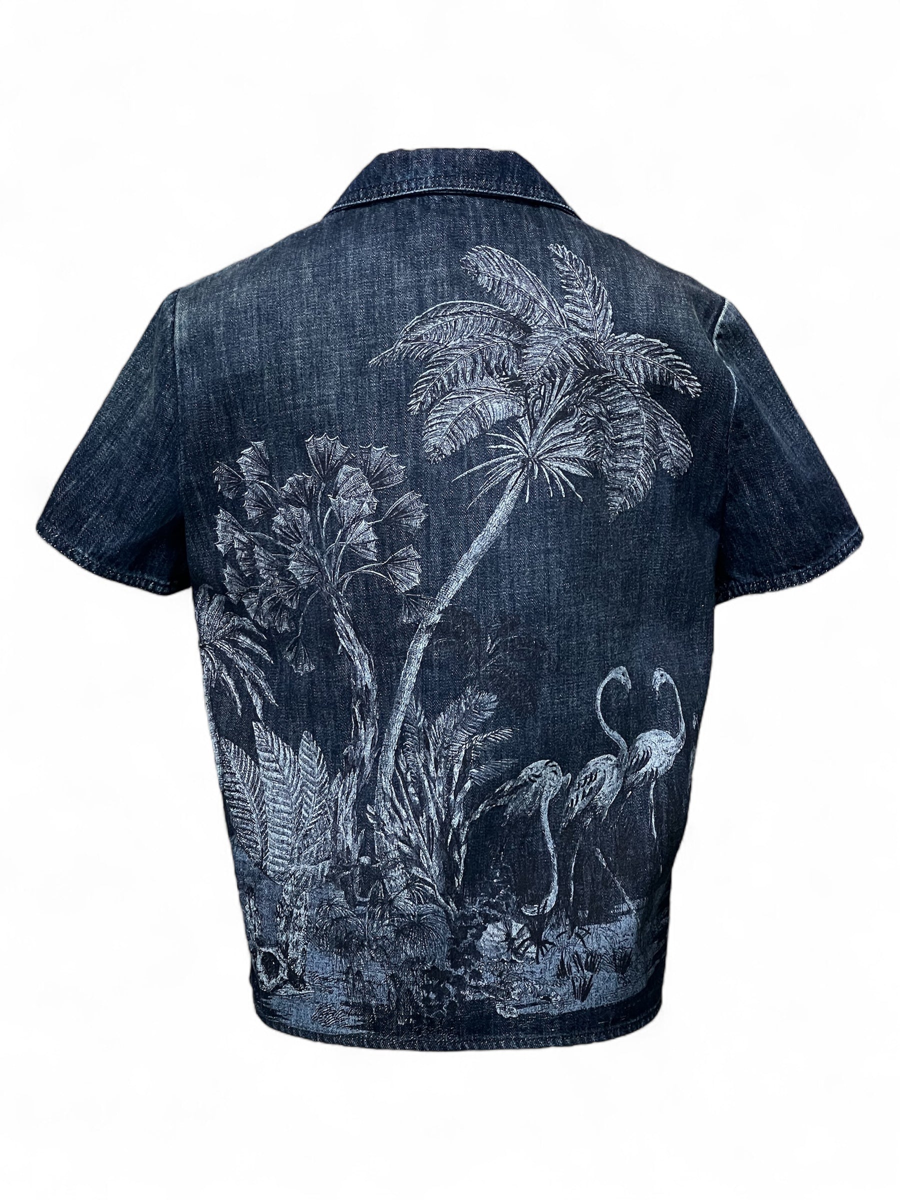 Christian Dior - Veste en jean avec imprimés palmiers T34