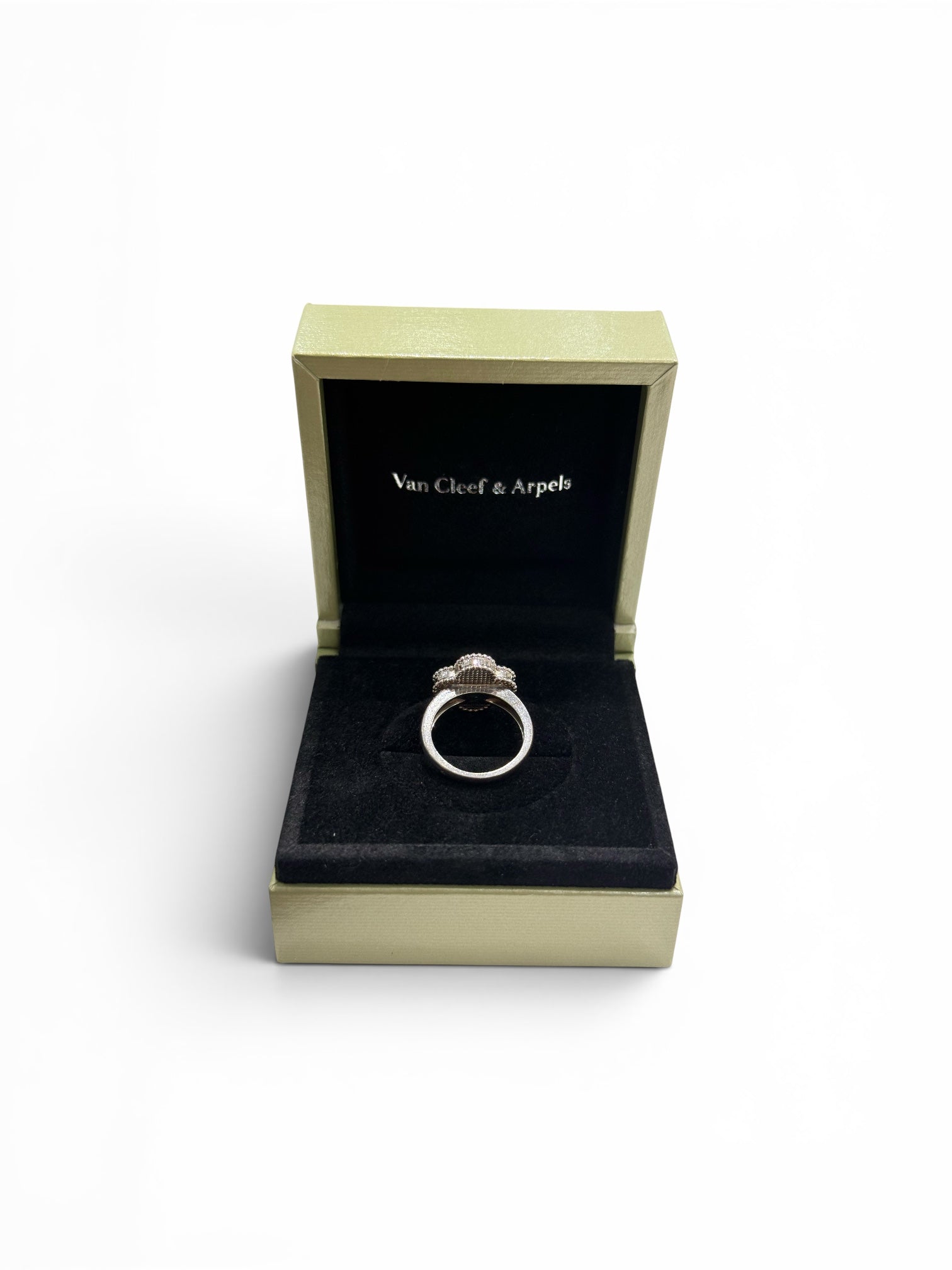Van Cleef & Arpels - Bague Vintage Alhambra Nacre, Diamant et Or Blanc