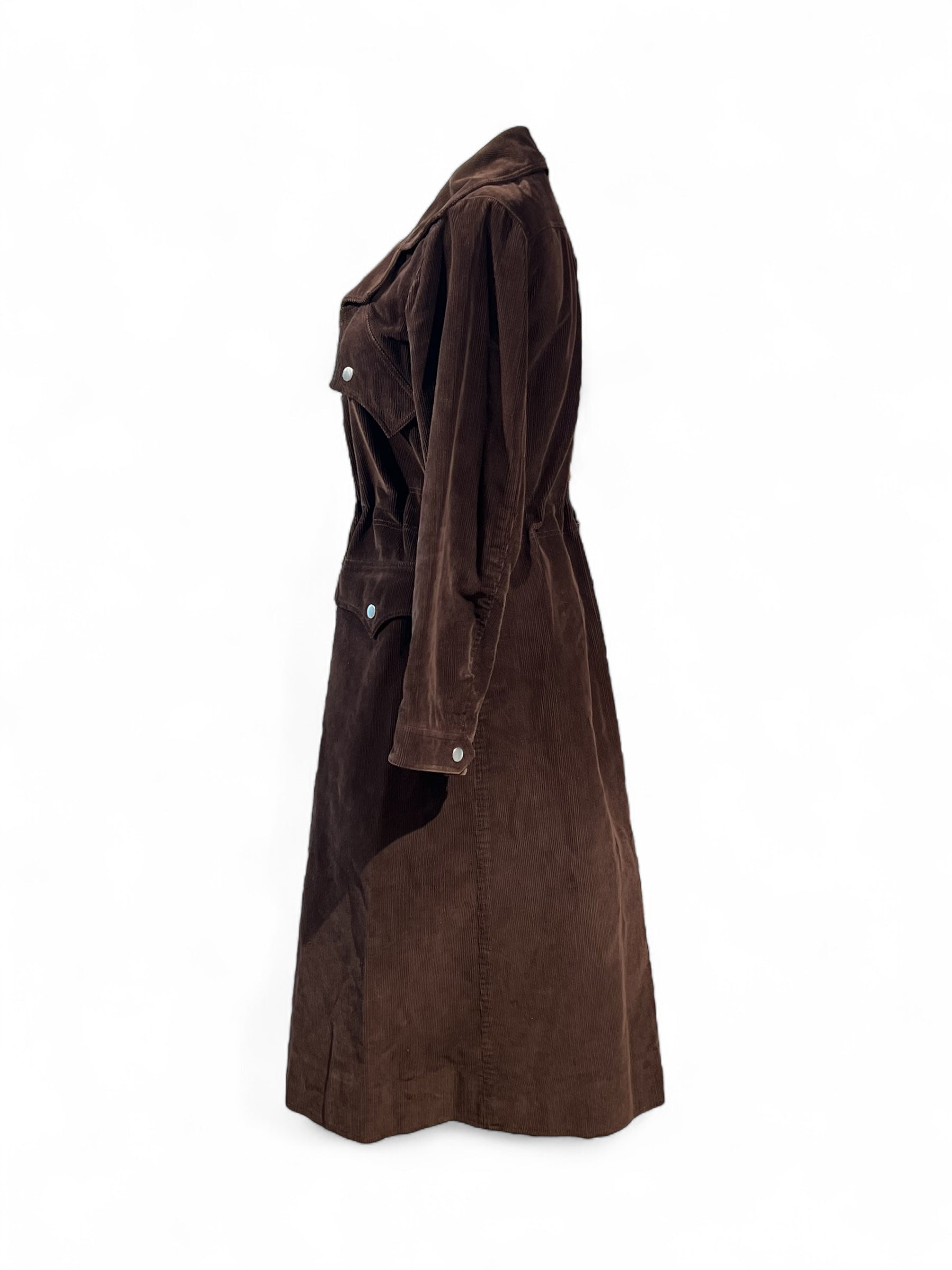 Courrèges - Manteau long en velours marron T34