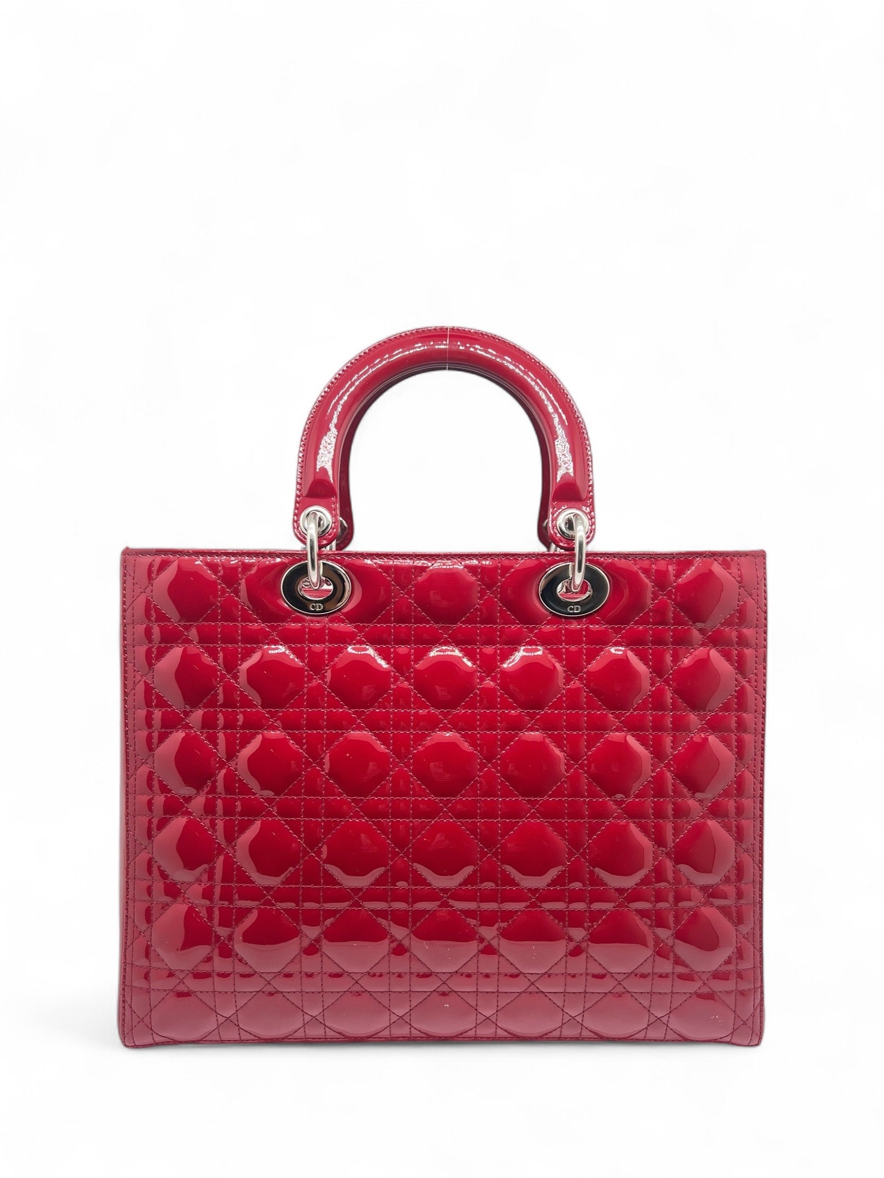 Christian Dior - Sac Lady Dior Large rouge vernis