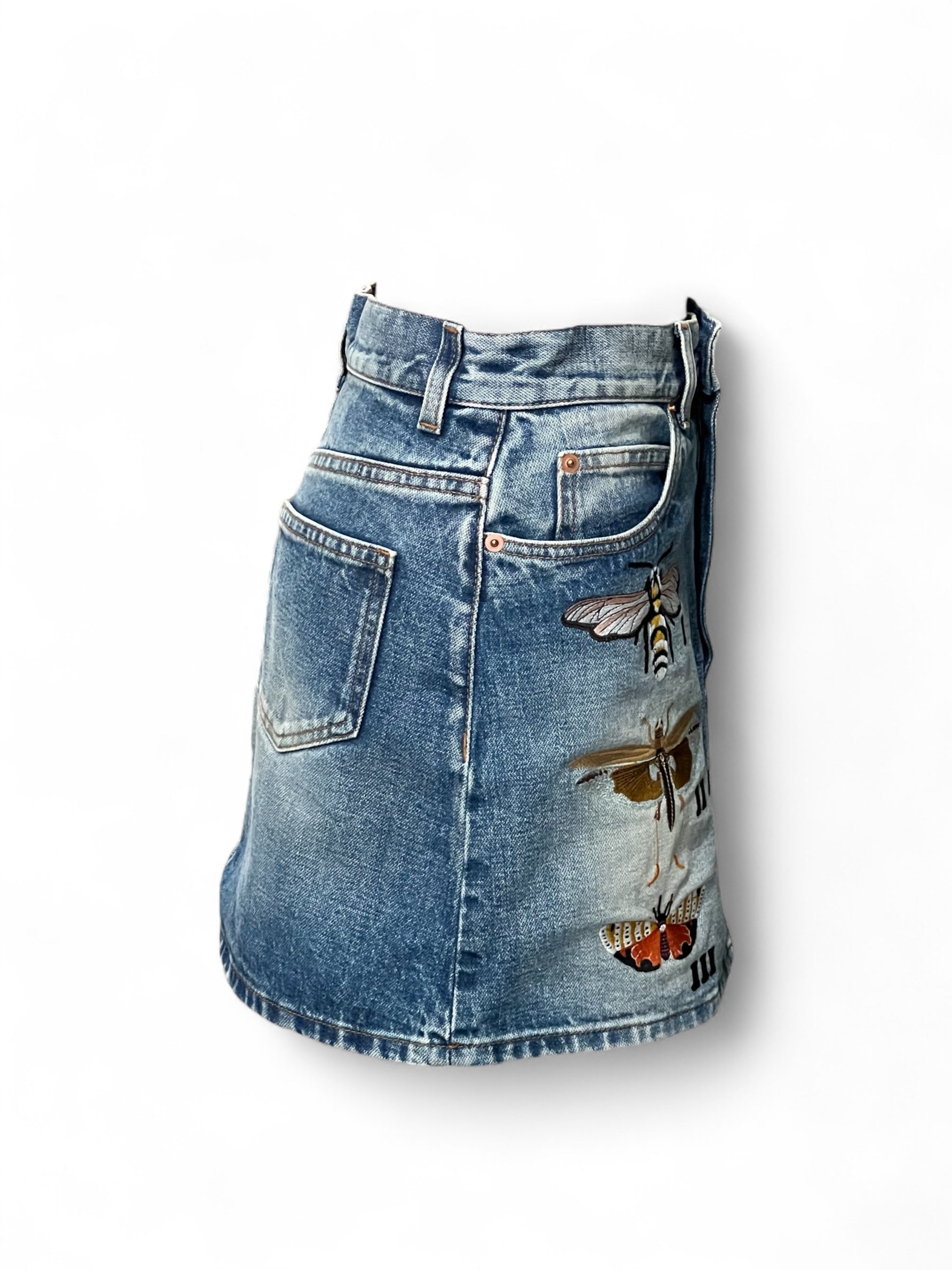 Gucci - Mini jupe brodée Bleu clair T36