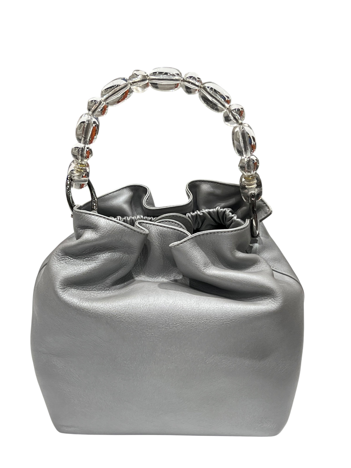 Christian Dior - sac seau pearl cuir gris argenté