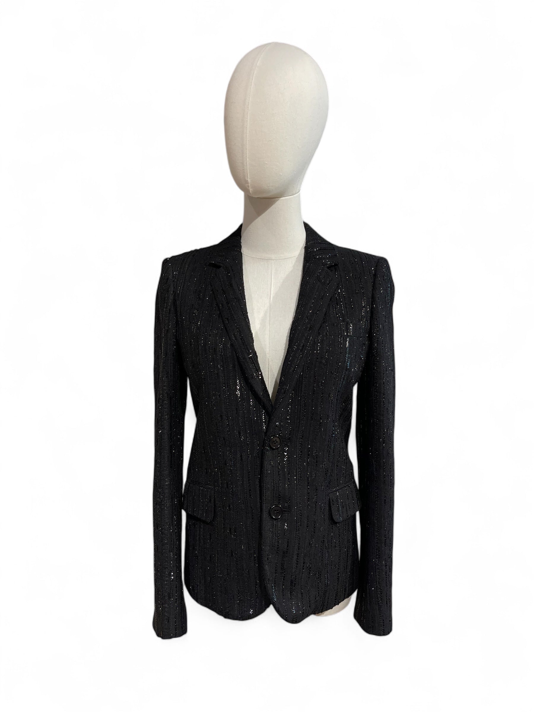 Saint Laurent - Blazer noir à sequins T36