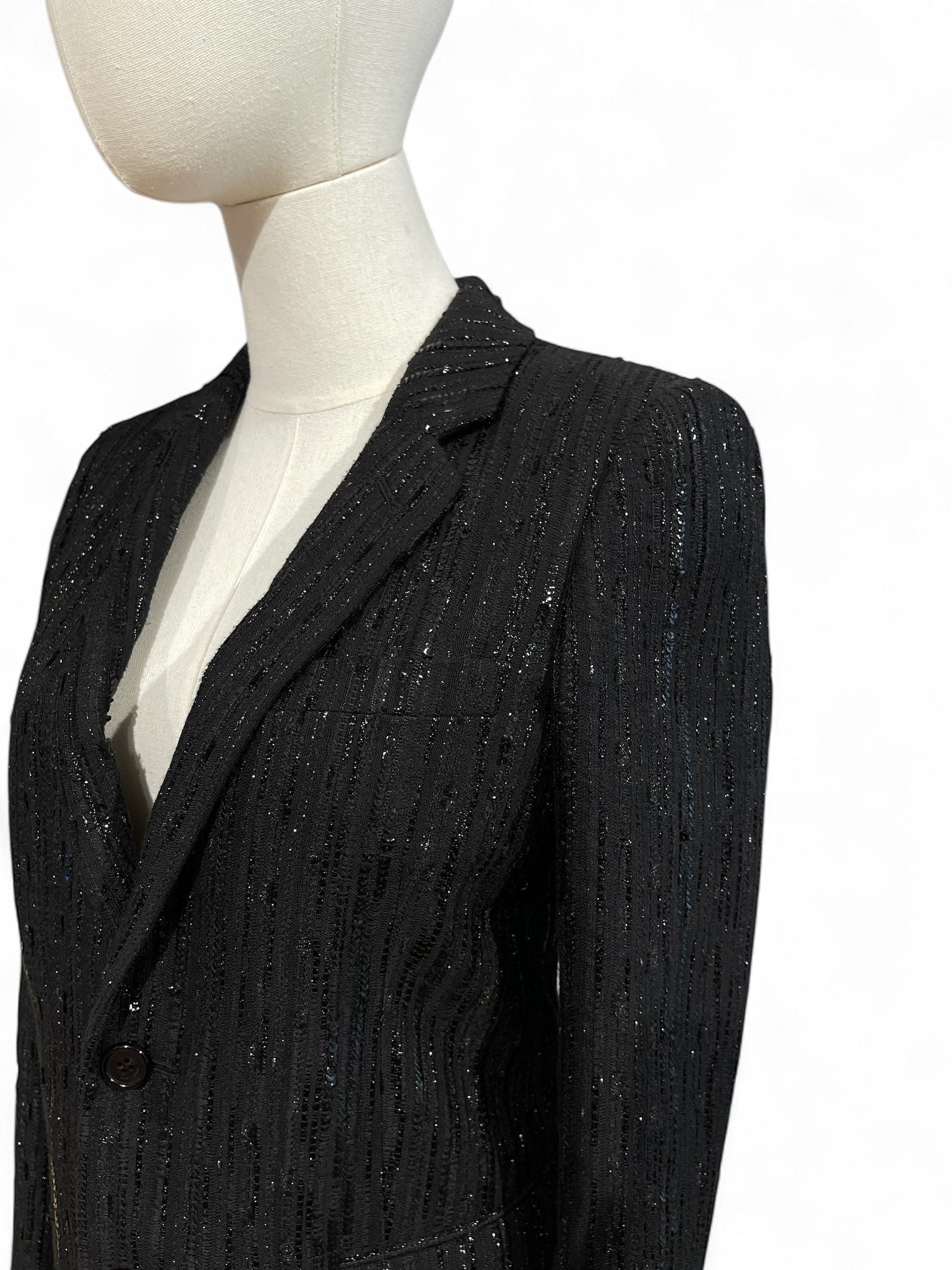 Saint Laurent - Blazer noir à sequins T36