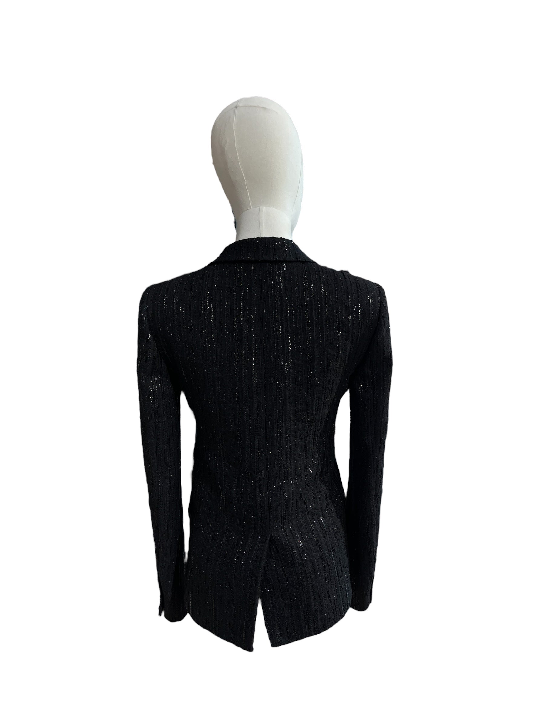 Saint Laurent - Blazer noir à sequins T36