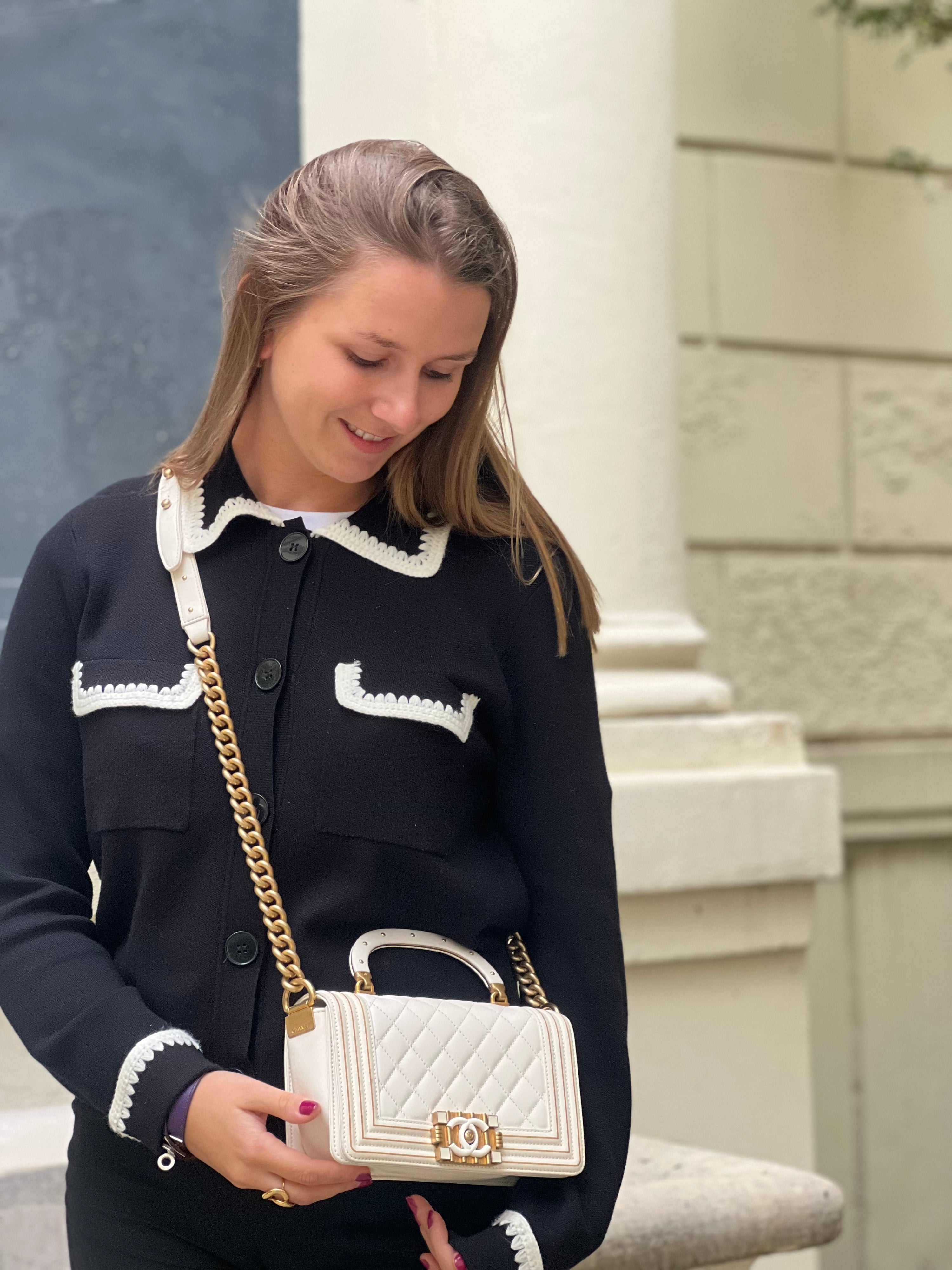 Chanel - White and Gold Boy Bag