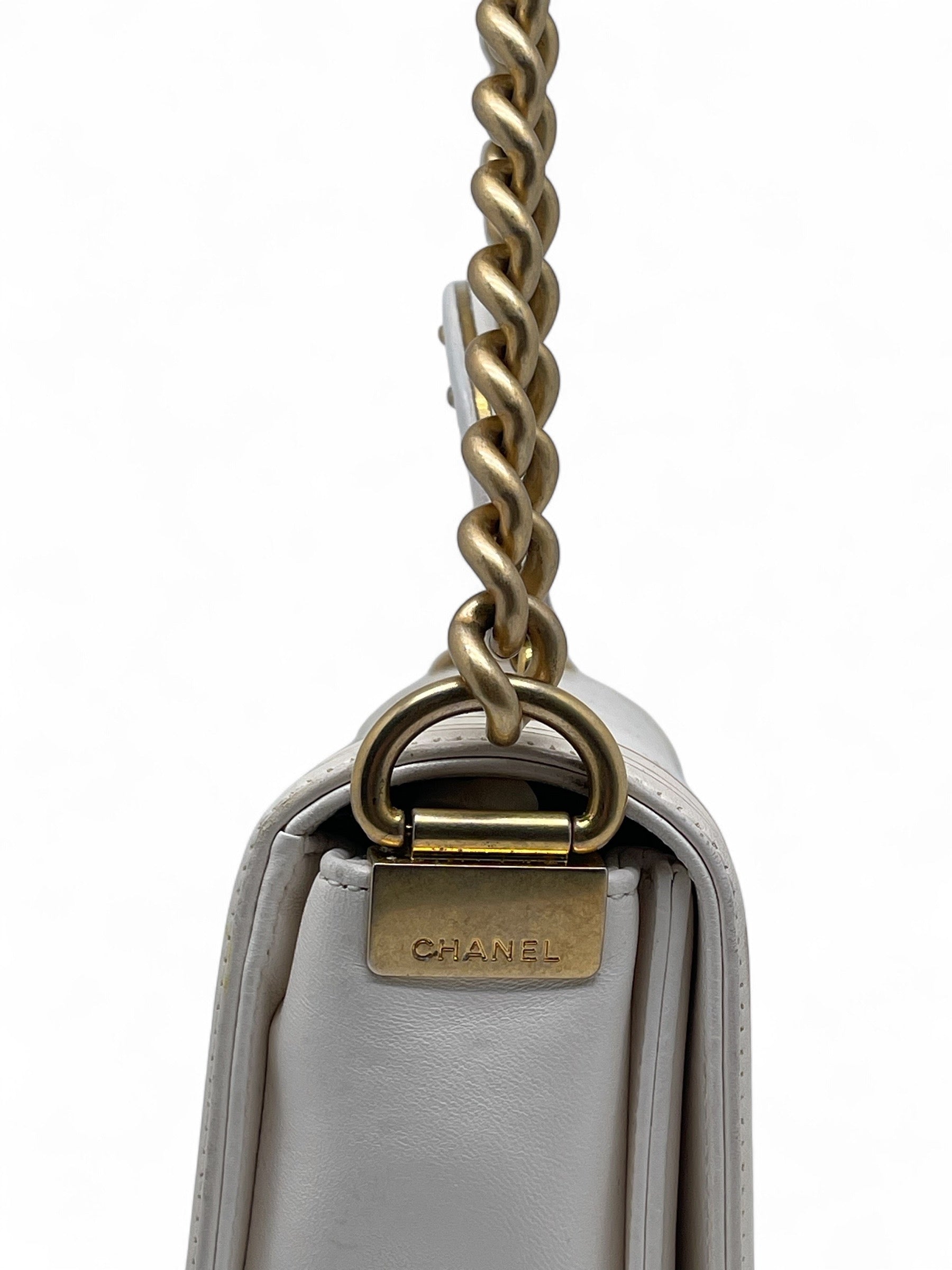 Chanel - White and Gold Boy Bag
