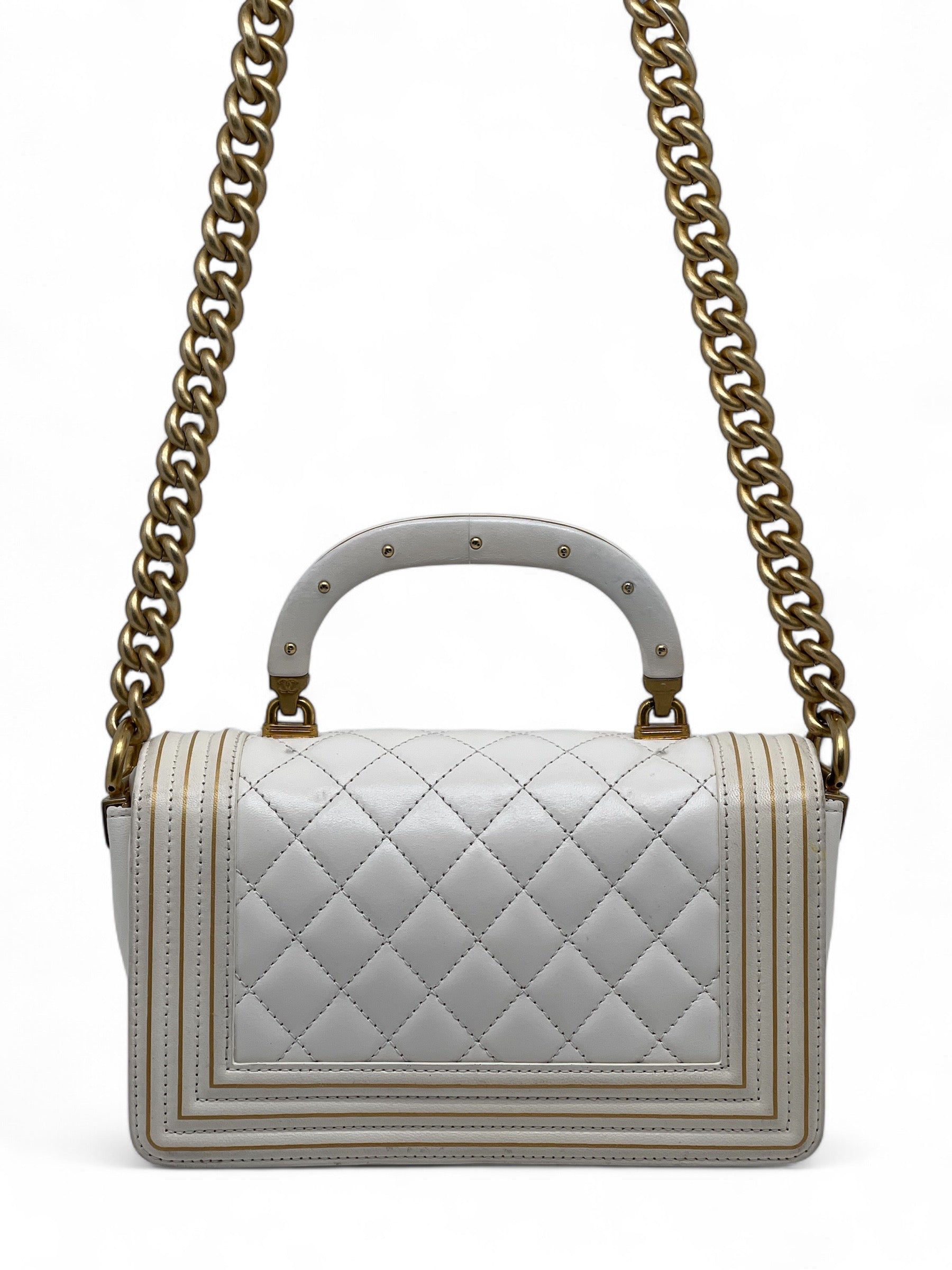 Chanel - White and Gold Boy Bag