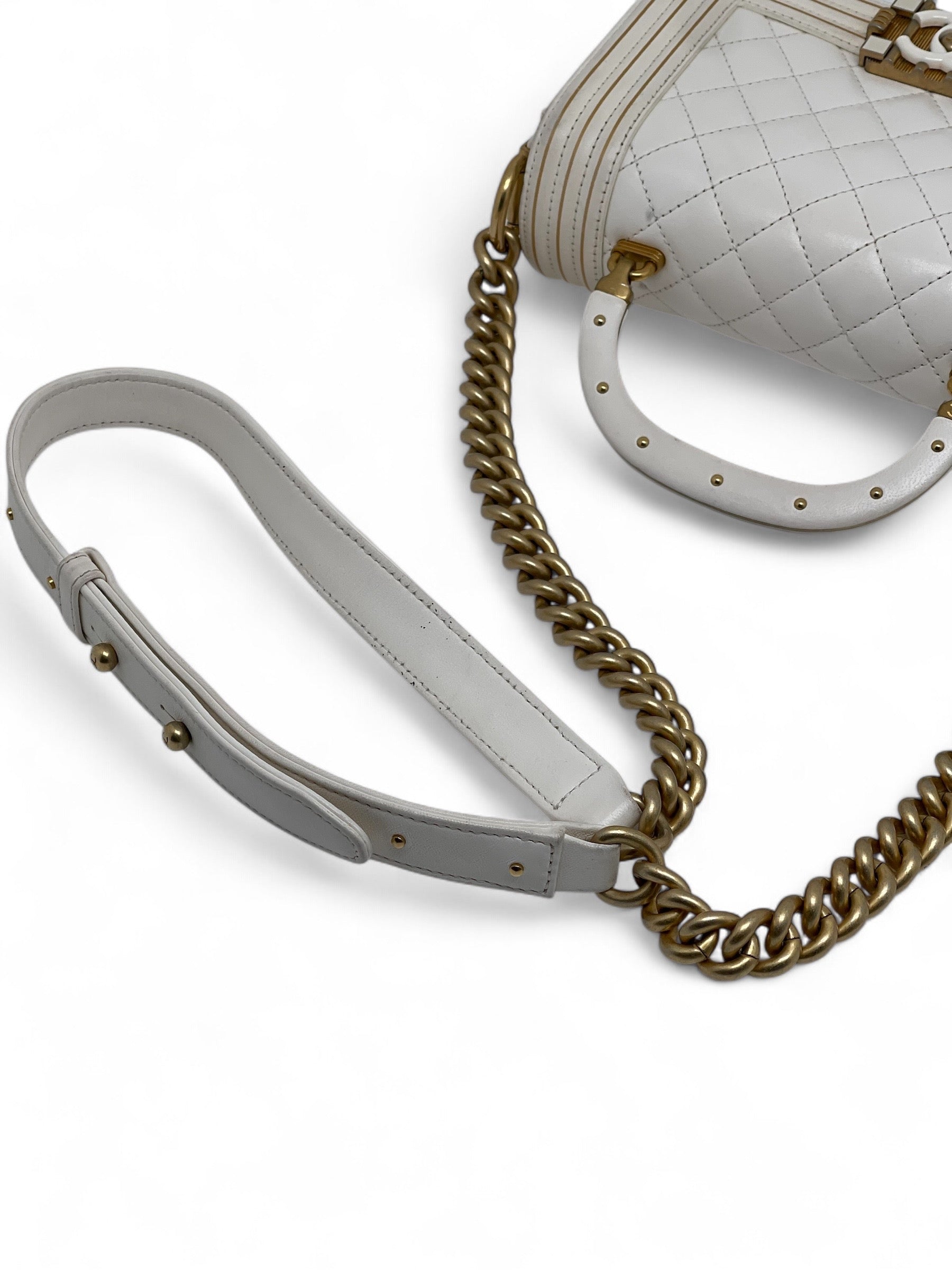 Chanel - White and Gold Boy Bag