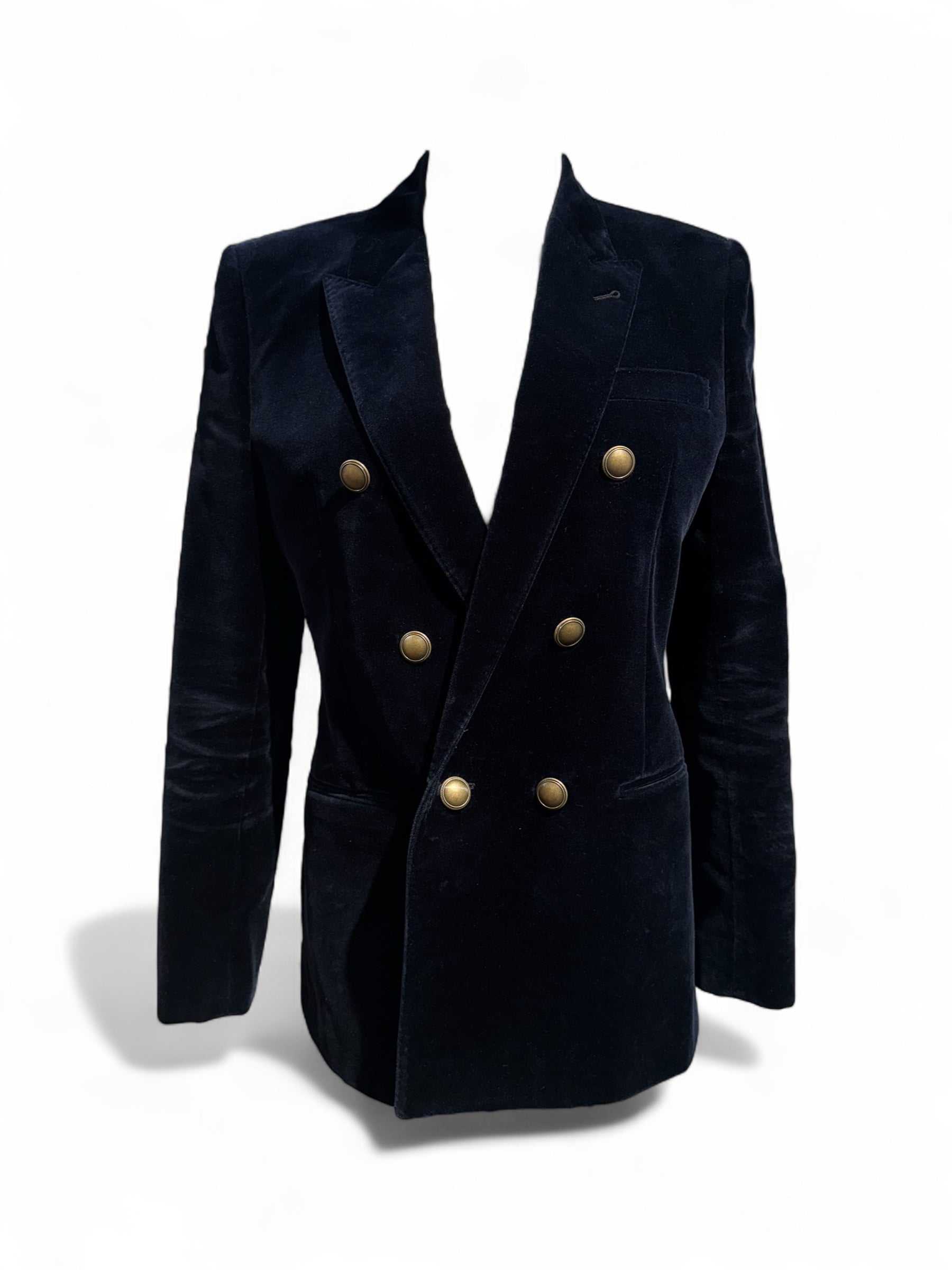 Saint Laurent - Blazer en velours T36 bleu marine