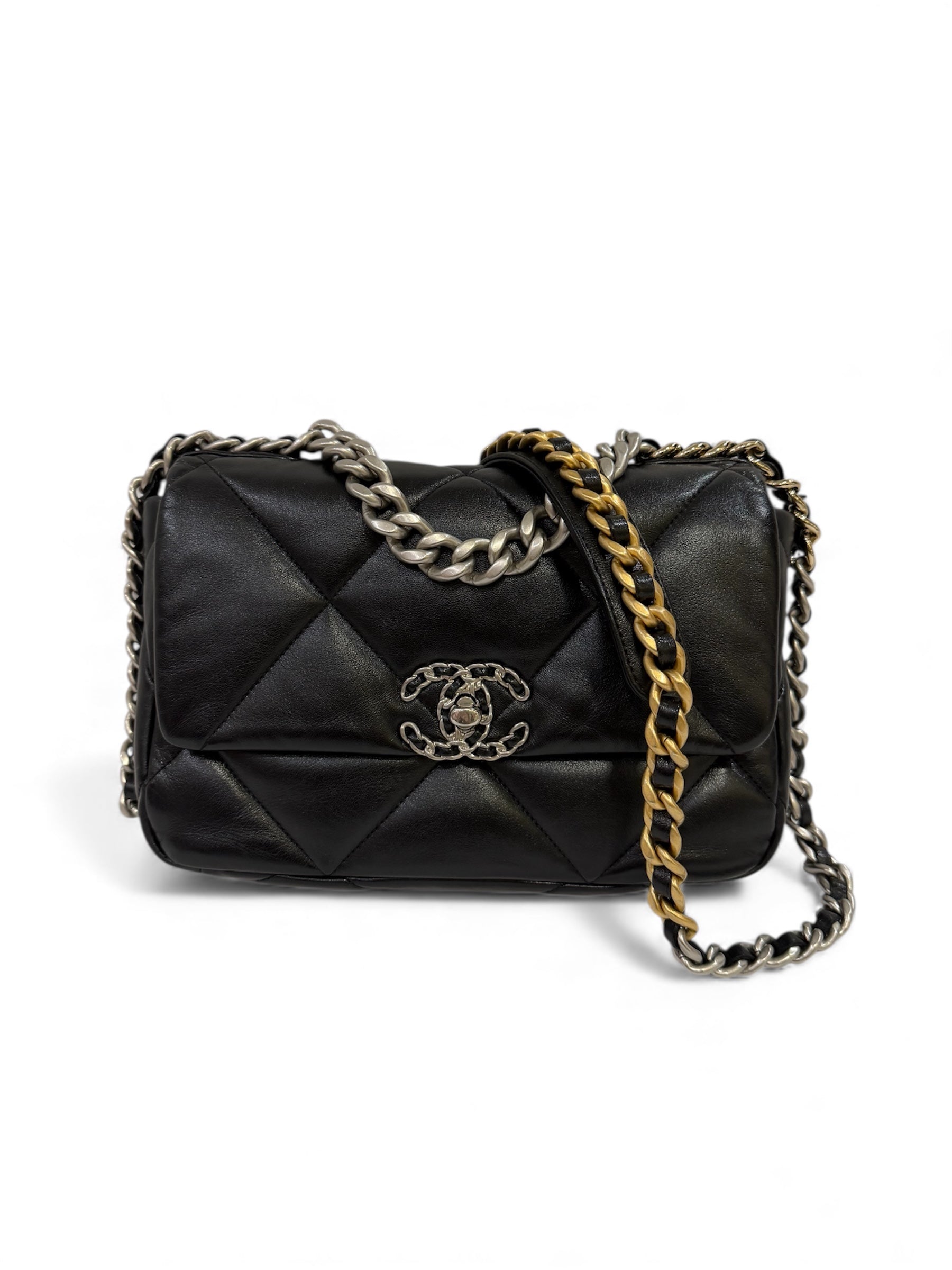 Chanel - Sac 19 fermoir argenté 26cm