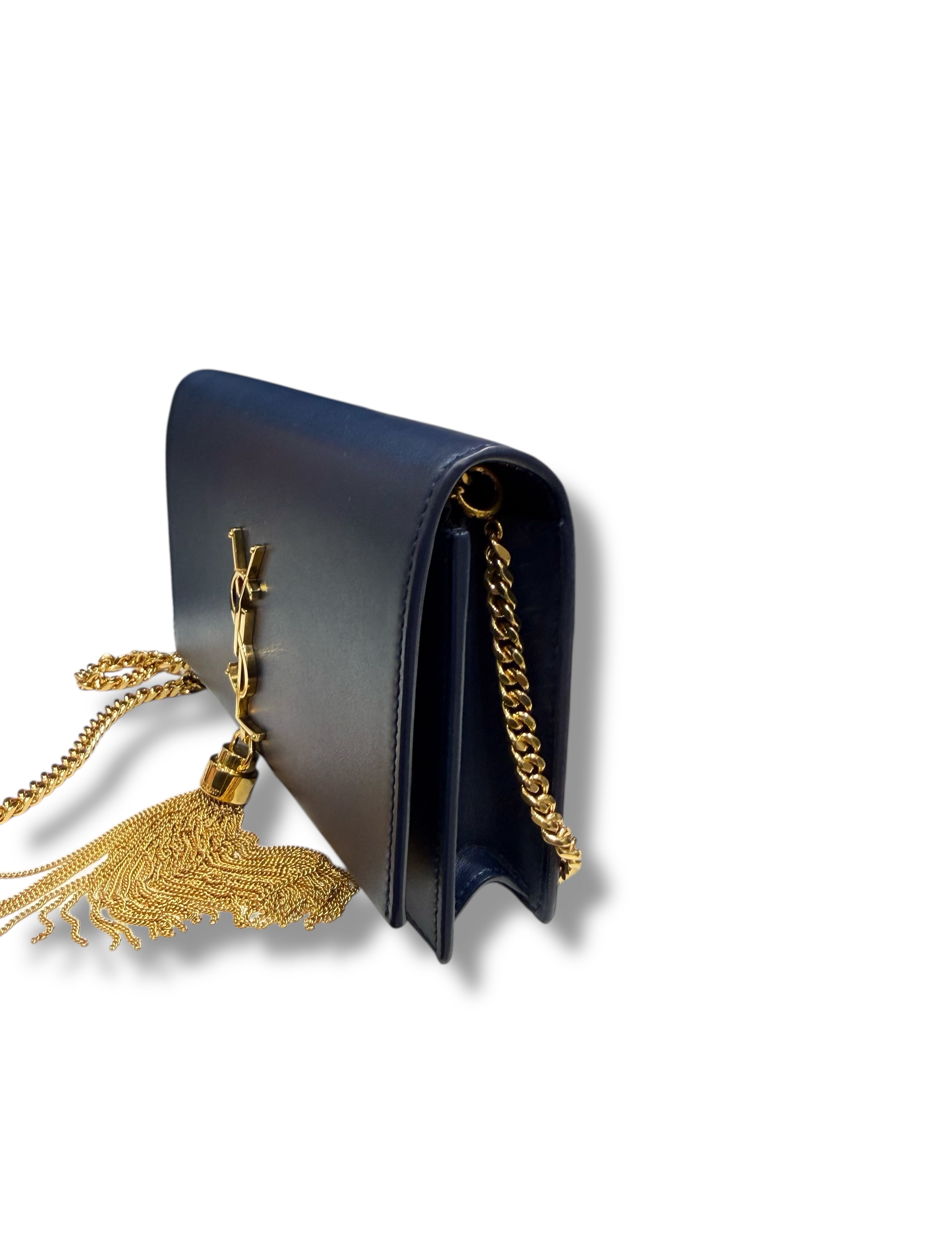 Saint Laurent - Sac Wallet on chain Kate Bleu navy