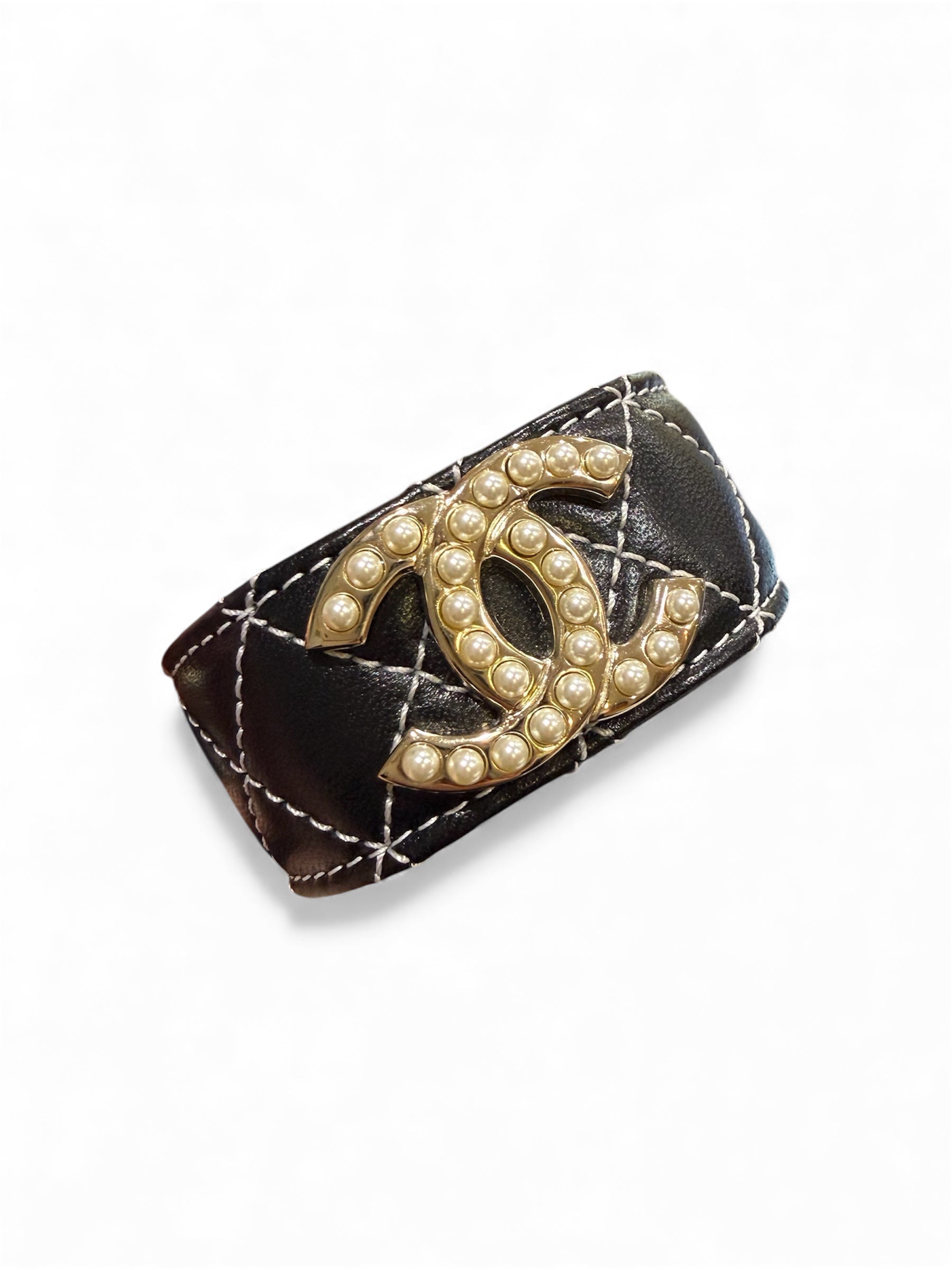 Chanel - Bracelet CC perles et cuir