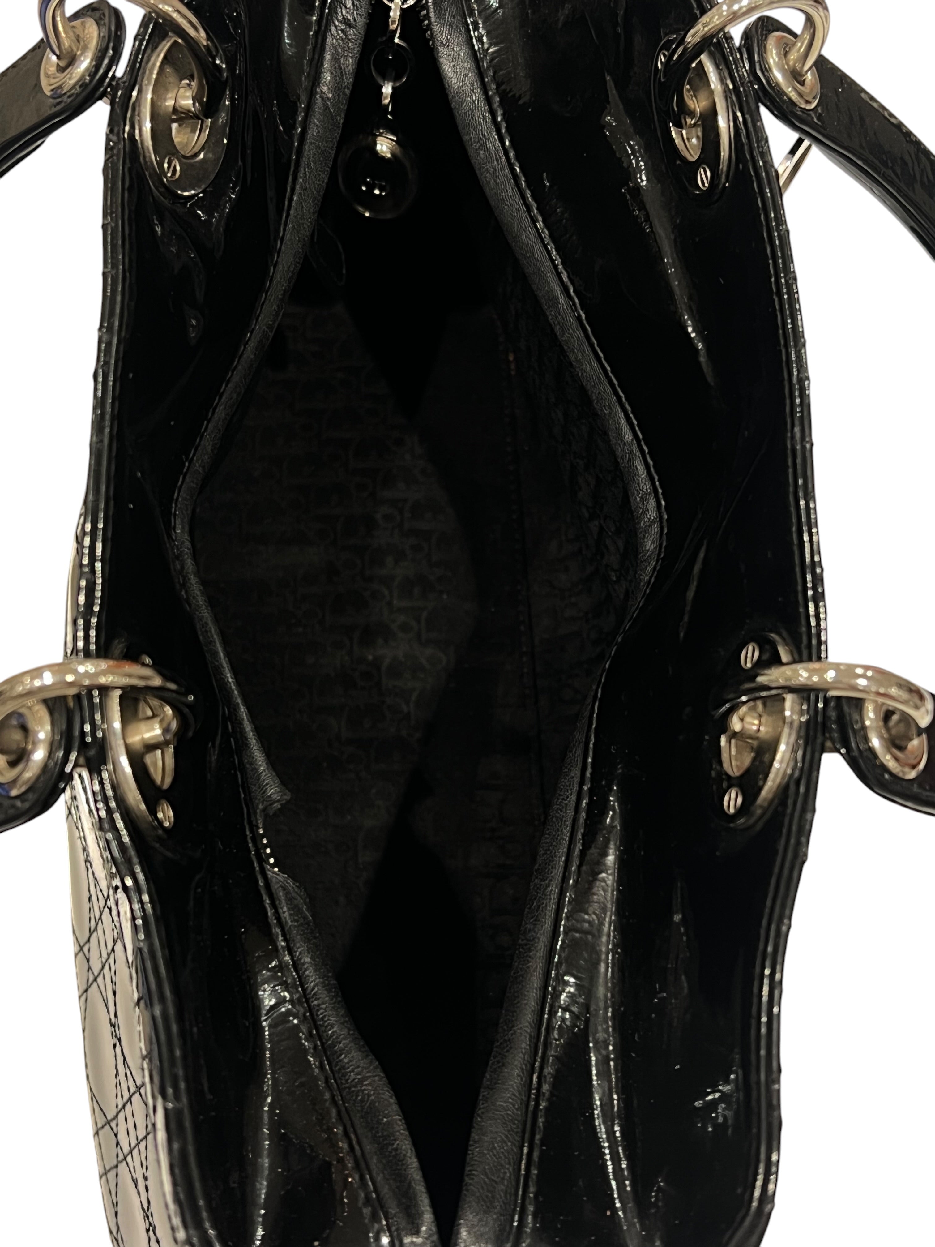Dior - sac lady Dior cuir vernis noir vintage