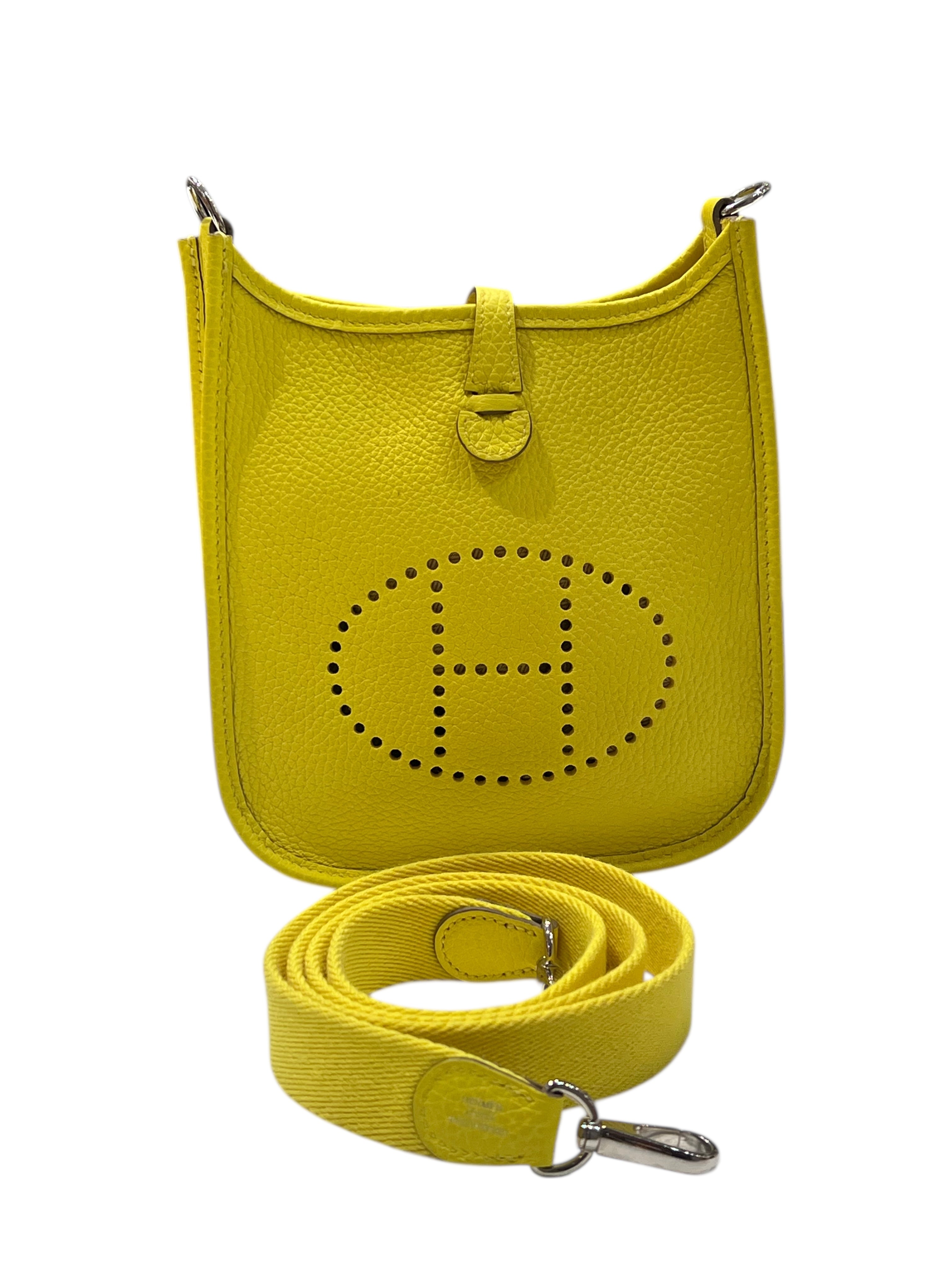 Hermès - sac mini Evelyne 16 jaune lime