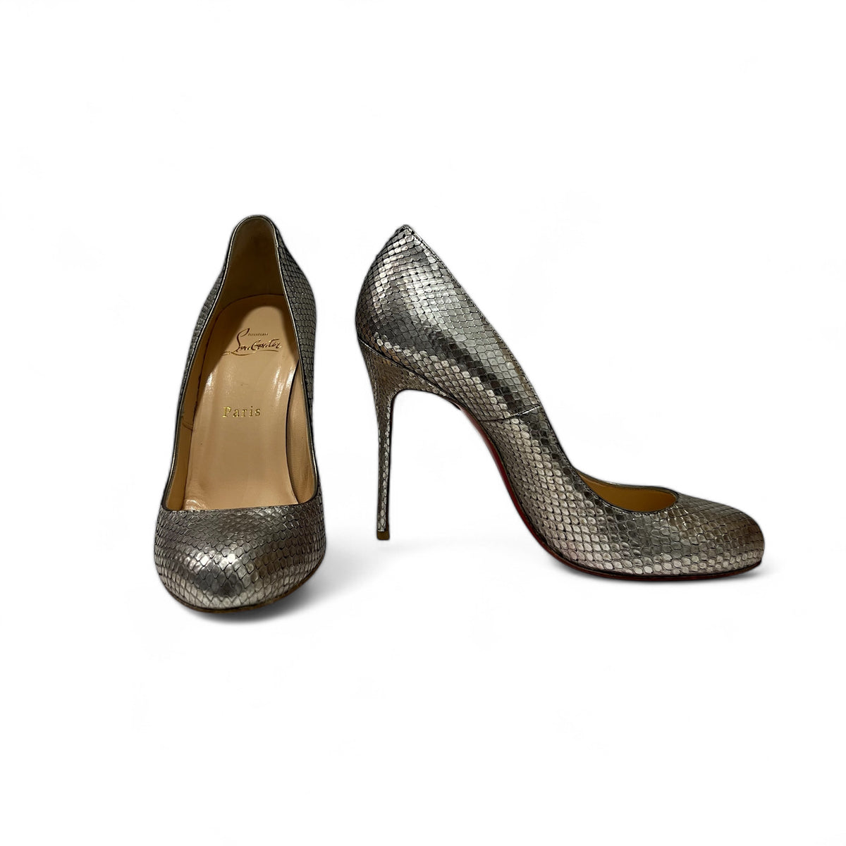 Louboutin - Silver python pumps