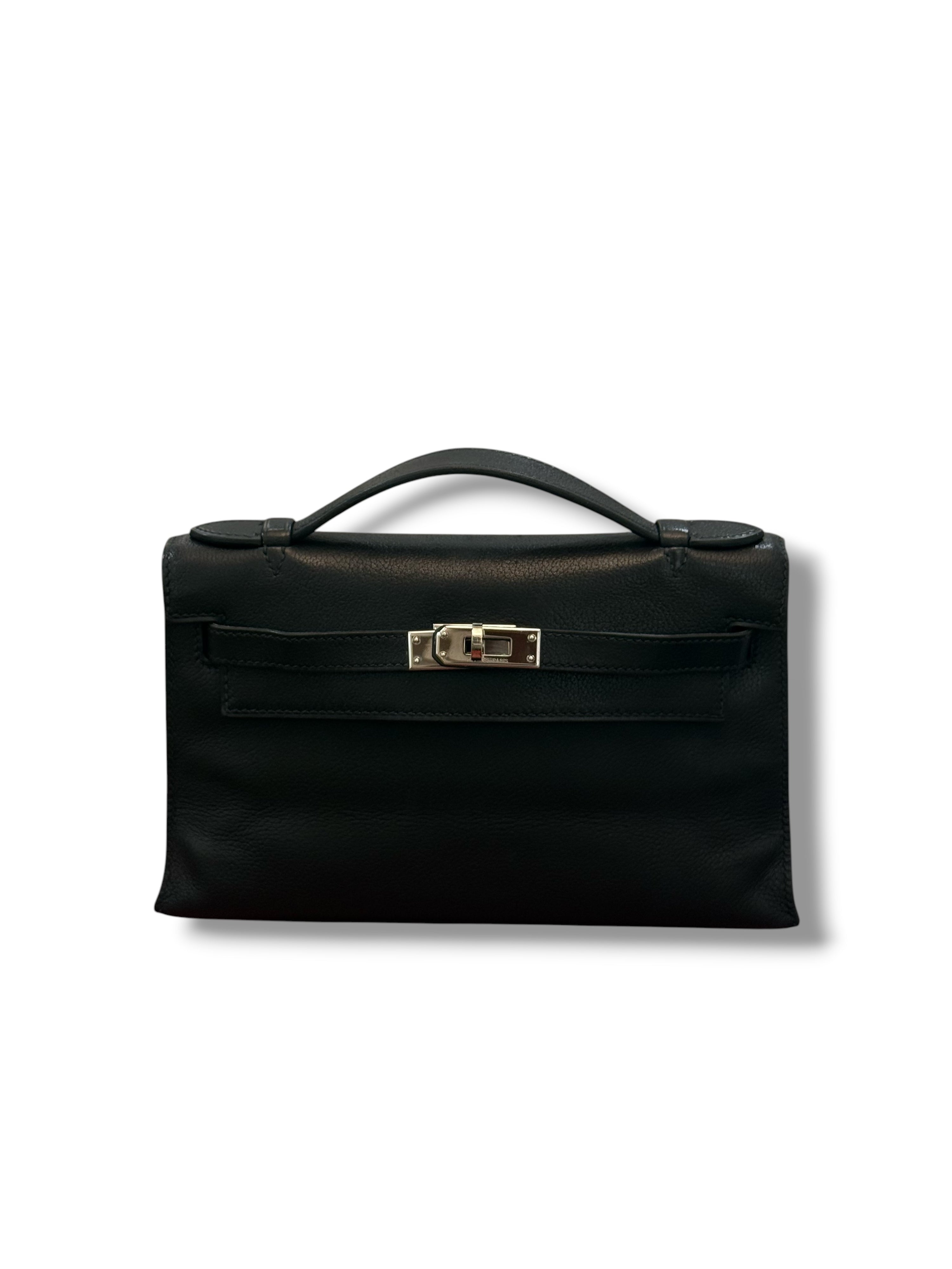 Hermès - Pochette Kelly Clutch Noir PHW