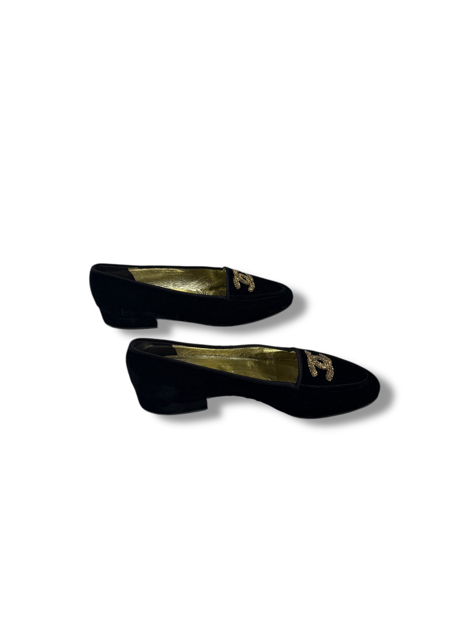 Chanel - Mocassins velours noirs CC T39