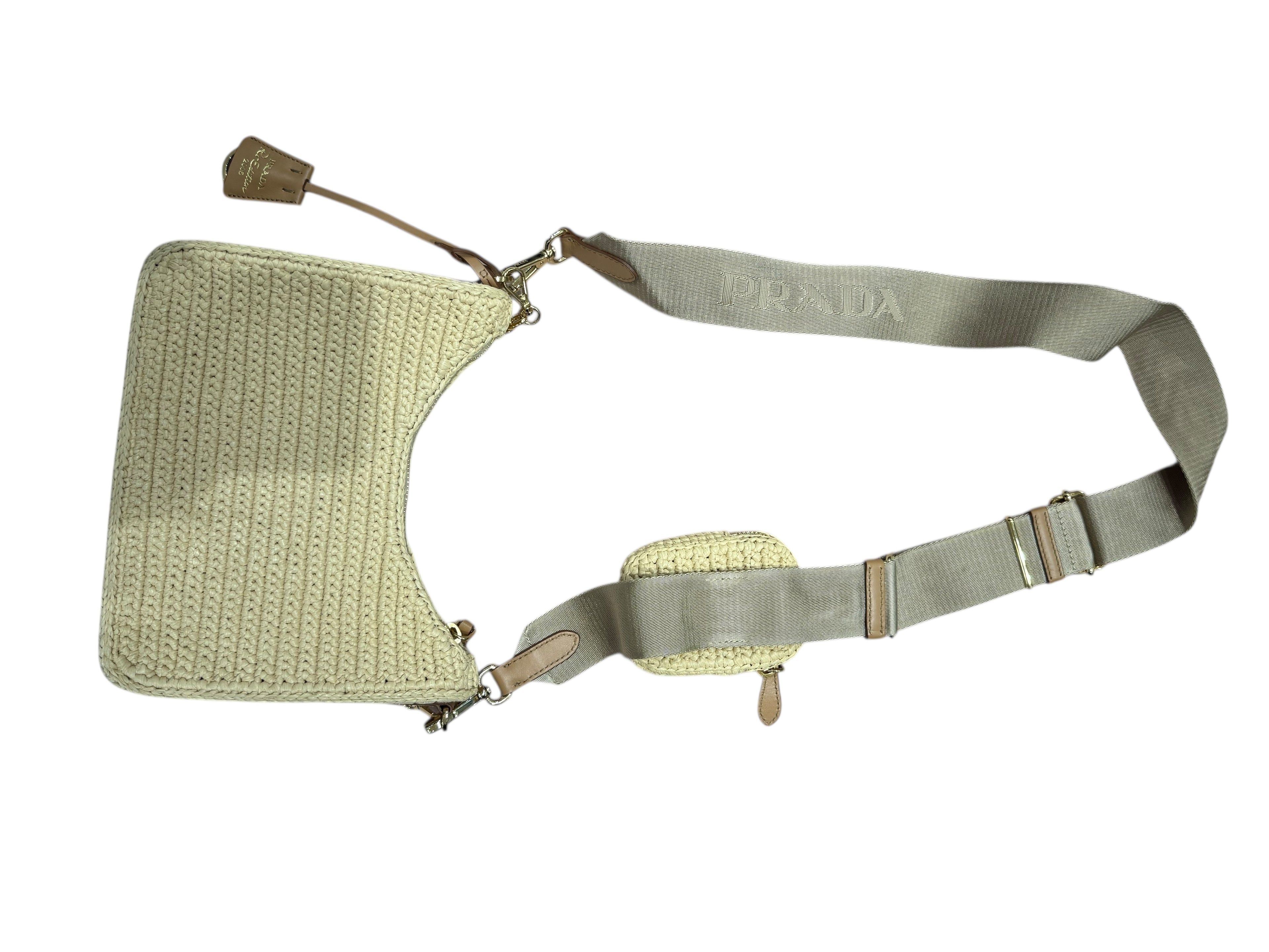Prada - Sac réédition 2005 cuir naturel et raphia