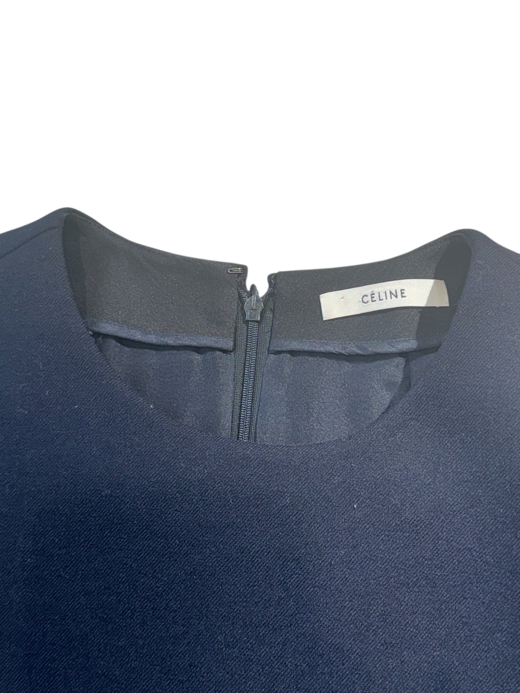 Céline - Robe en laine bleu marine T42