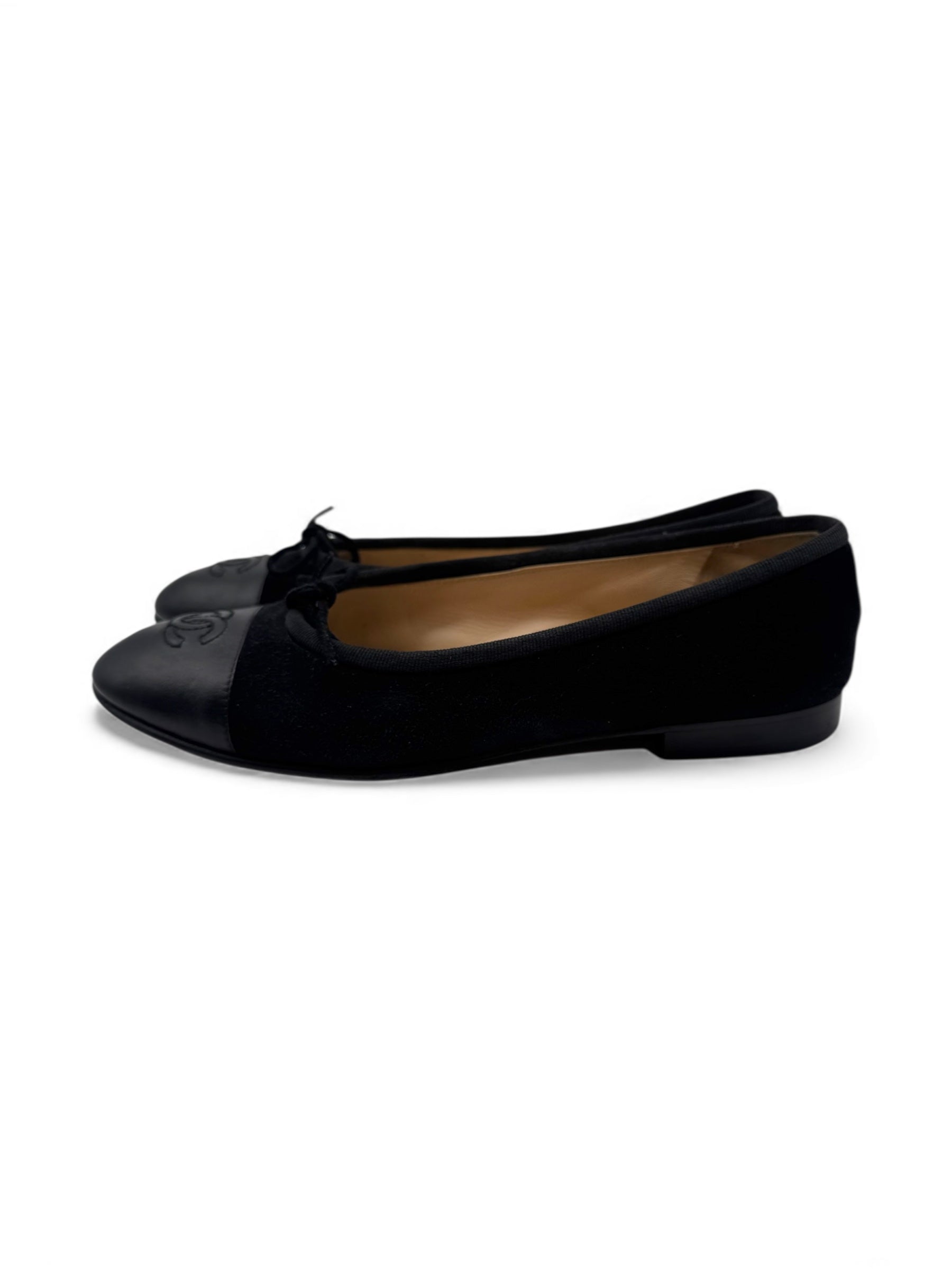 Chanel – Schwarze Ballerinas, Größe 36,5