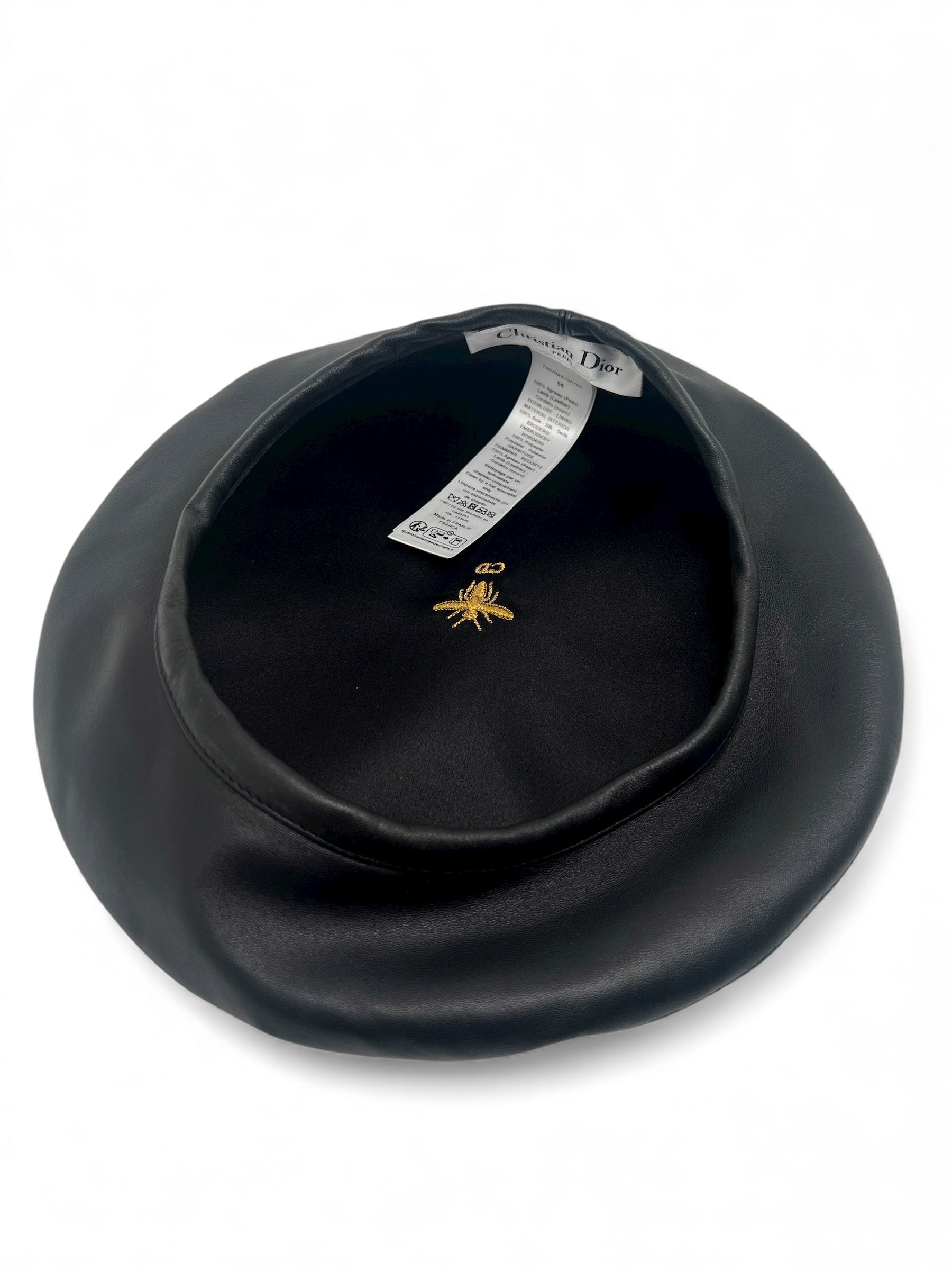Christian Dior - Béret noir en cuir