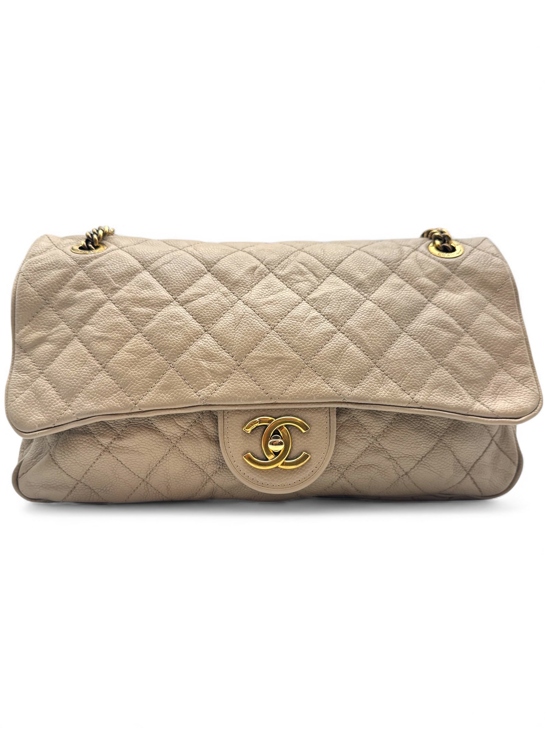 Chanel - Sac à rabat beige