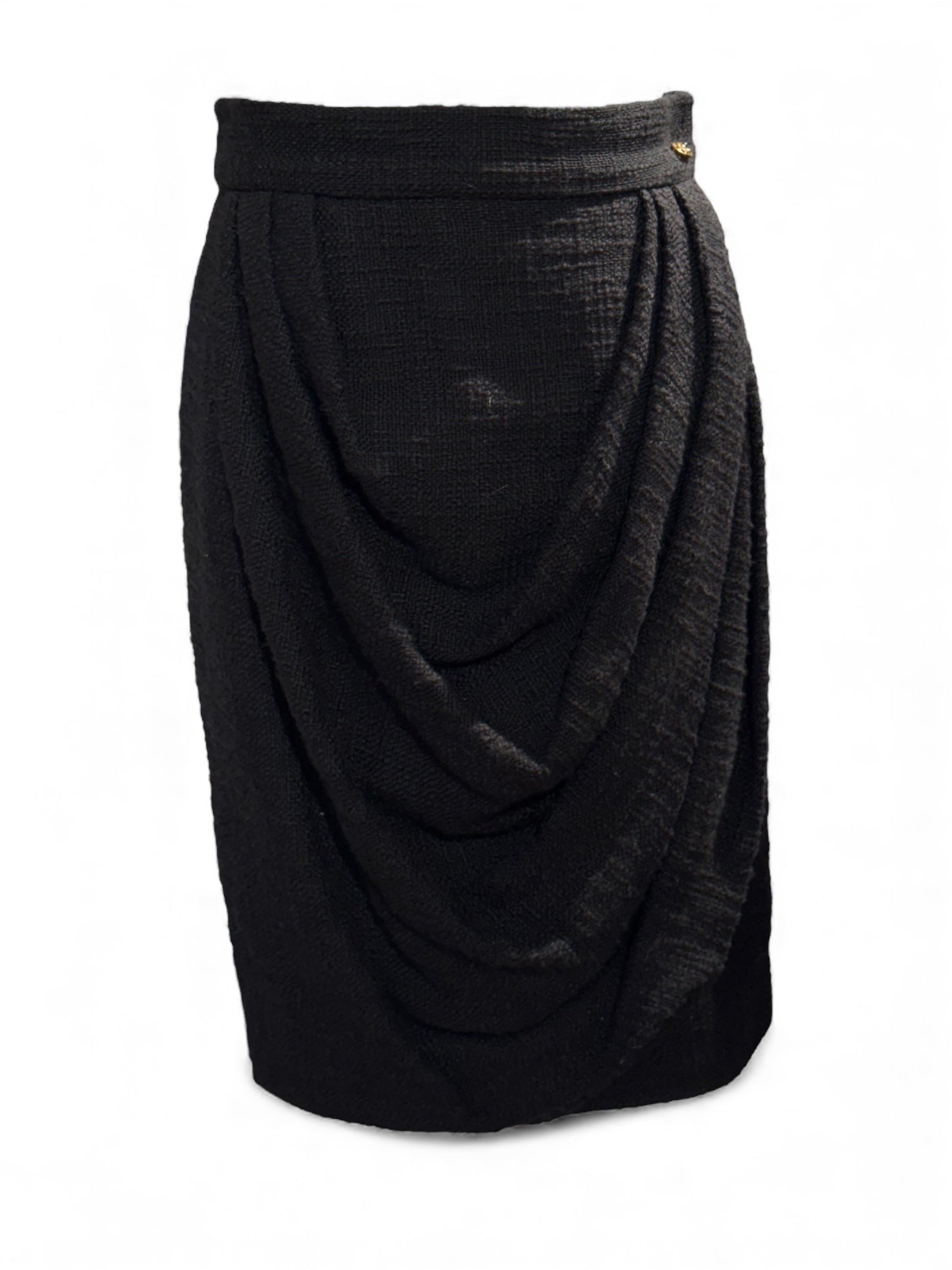 Chanel - Jupe en tweed noir T40