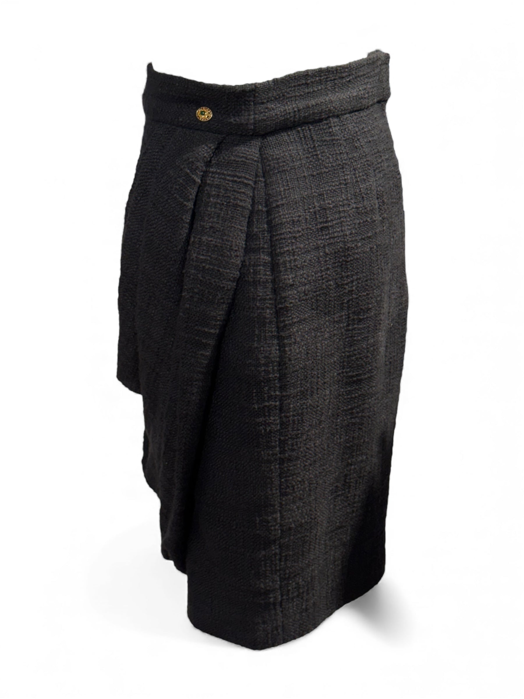 Chanel - Jupe en tweed noir T40