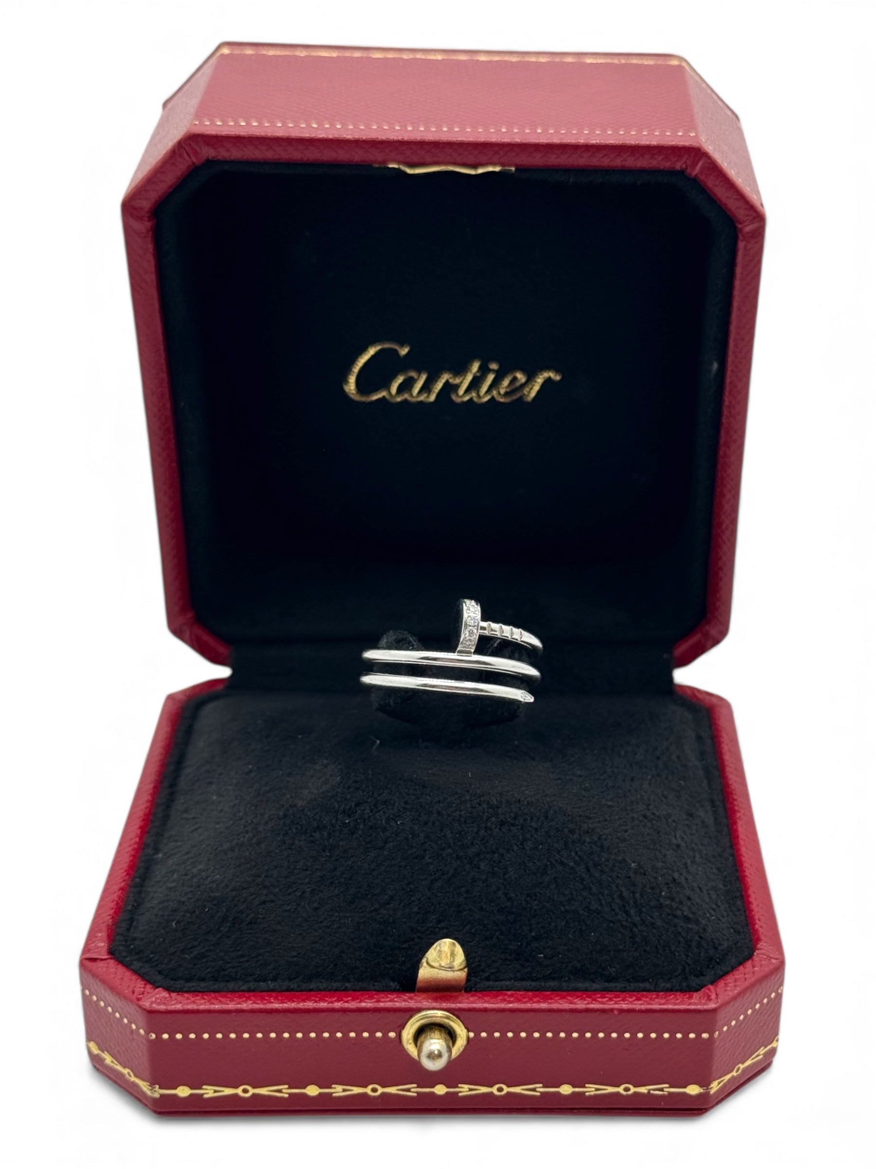 Cartier - Bague clou 3 tours pavé or blanc T53