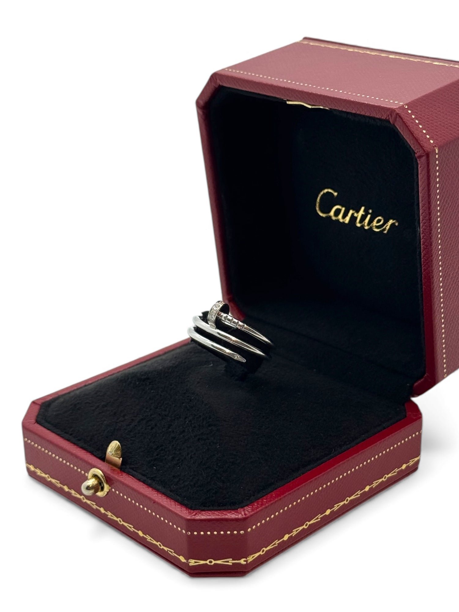 Cartier - Bague clou 3 tours pavé or blanc T53