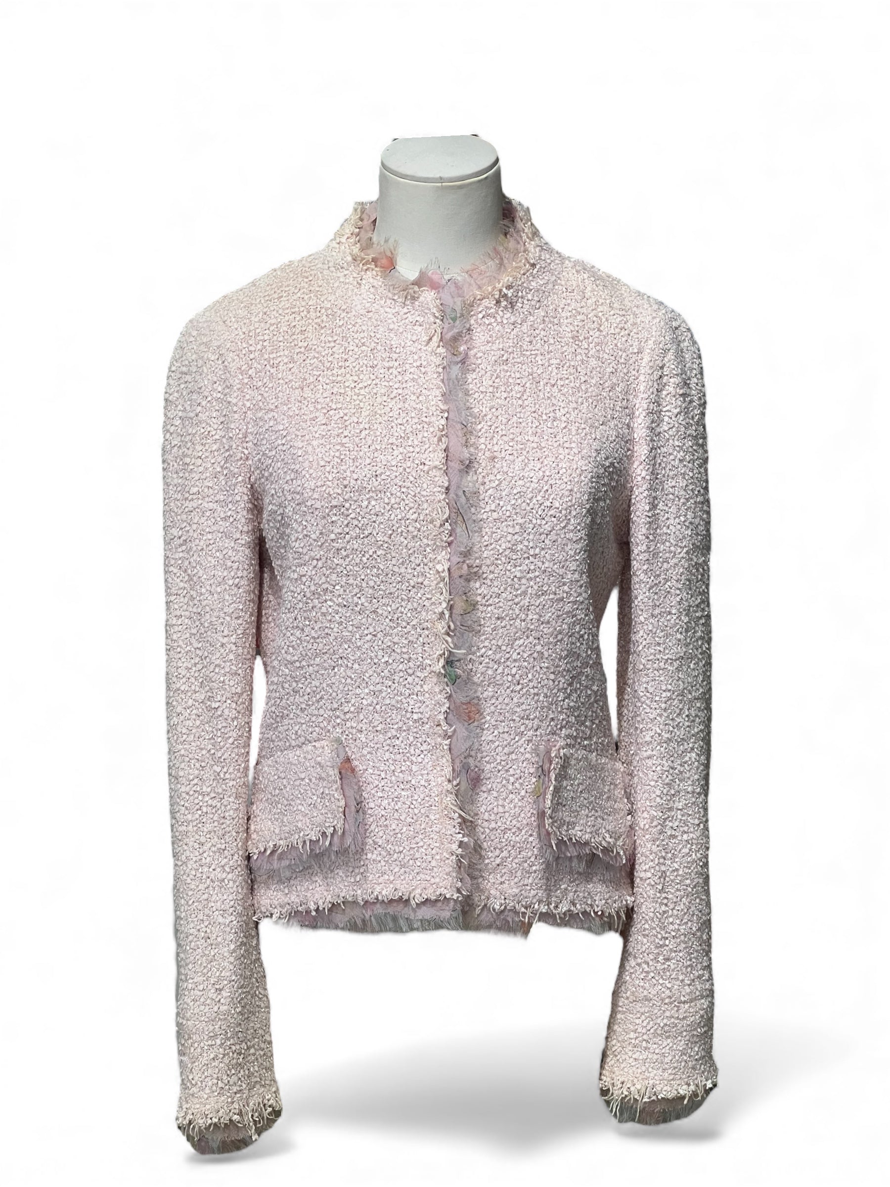Chanel - Veste en tweed rose T38