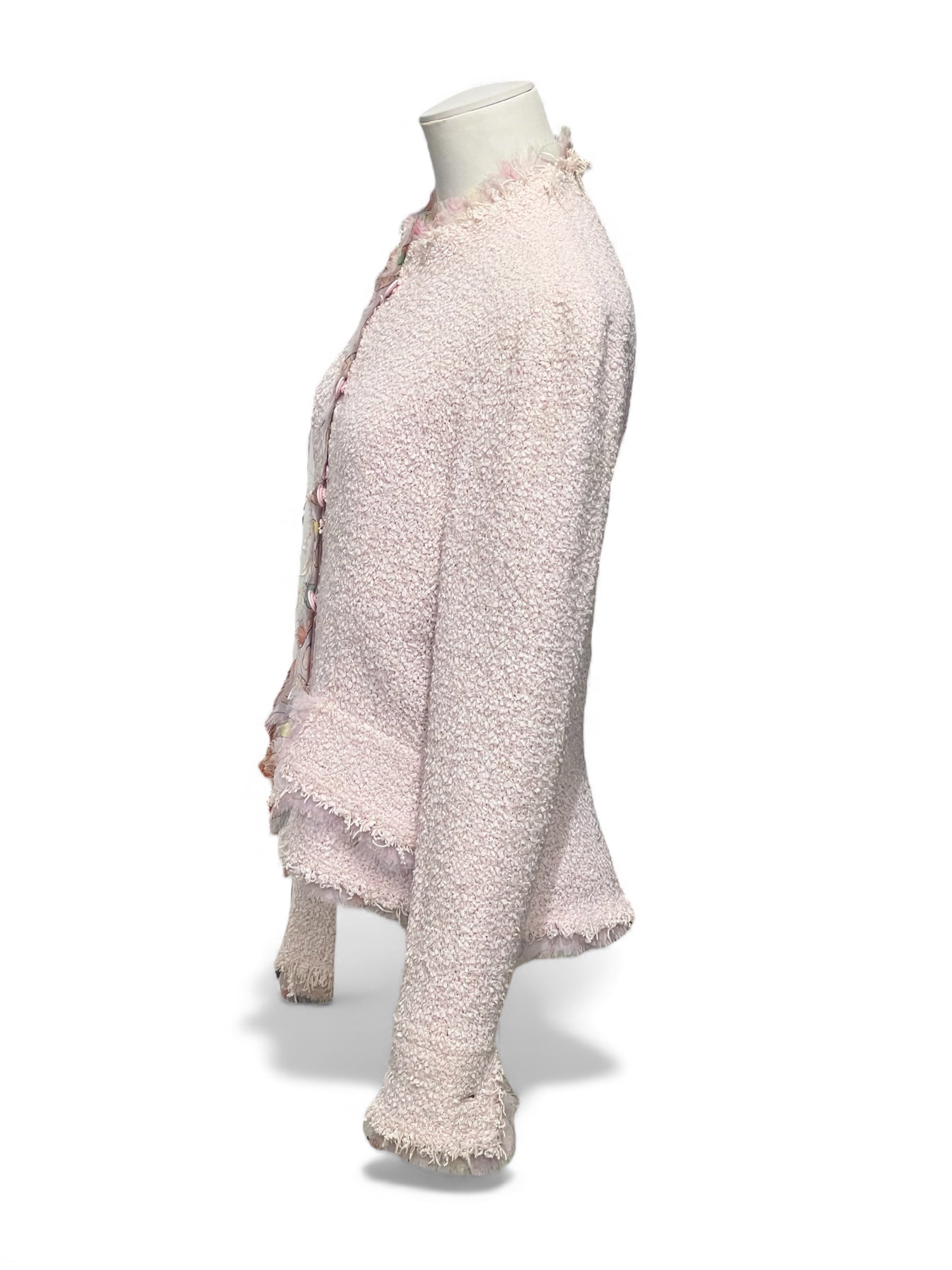 Chanel - Veste en tweed rose T38