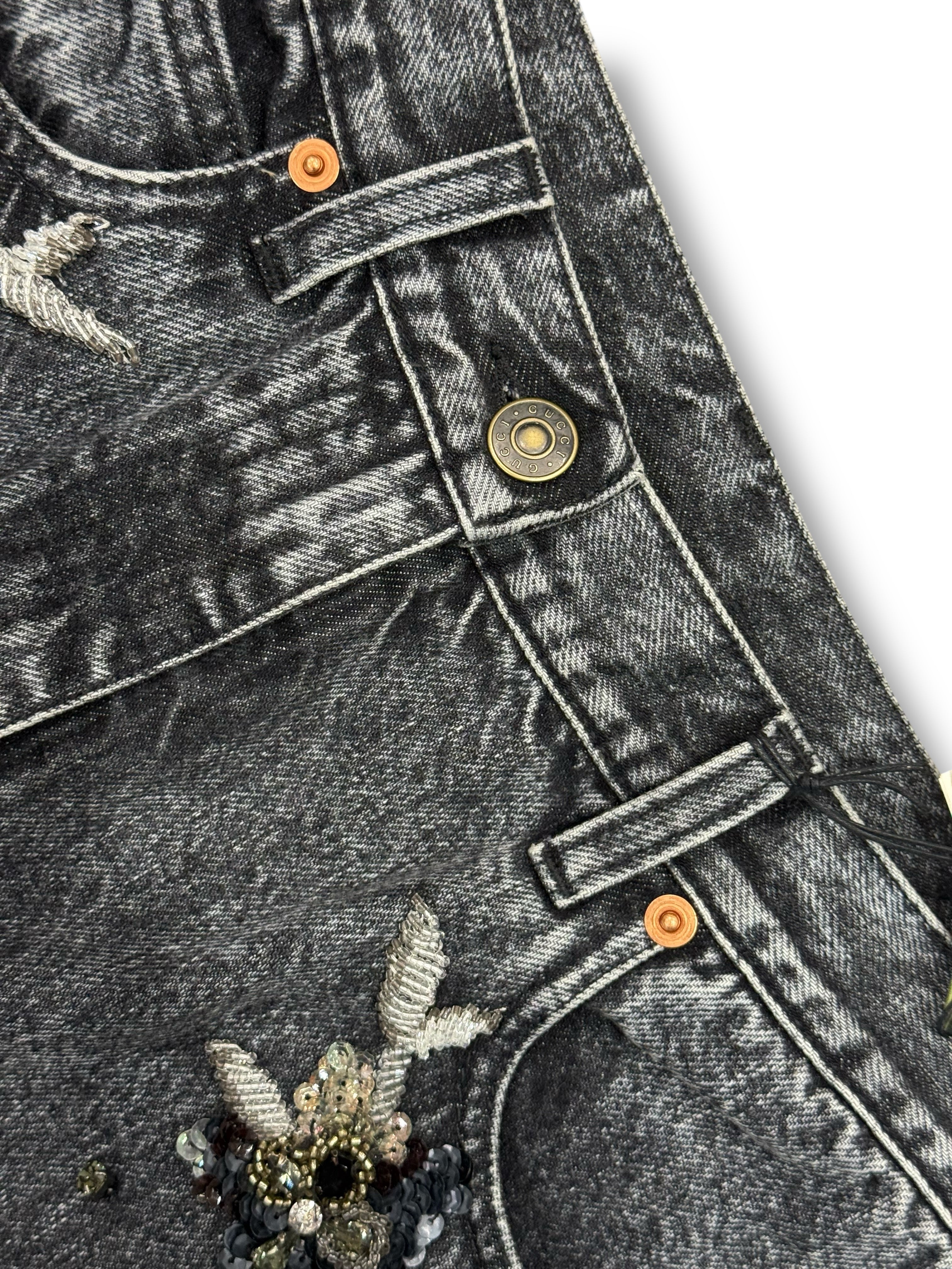 Gucci - Pantalon en denim orné de bijoux GUCCI