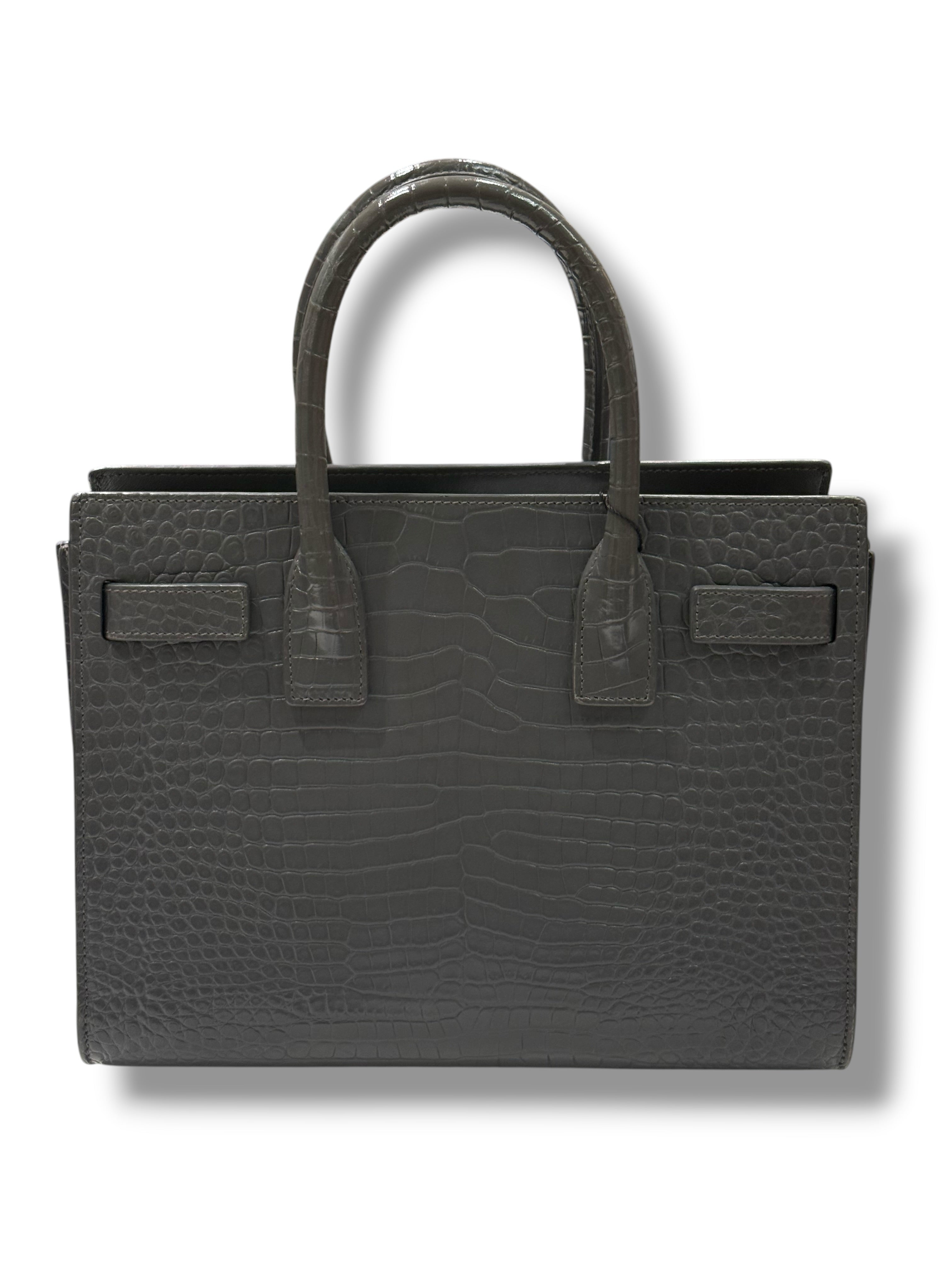 Saint Laurent - Sac de jour en cuir embossé crocodile - Baby