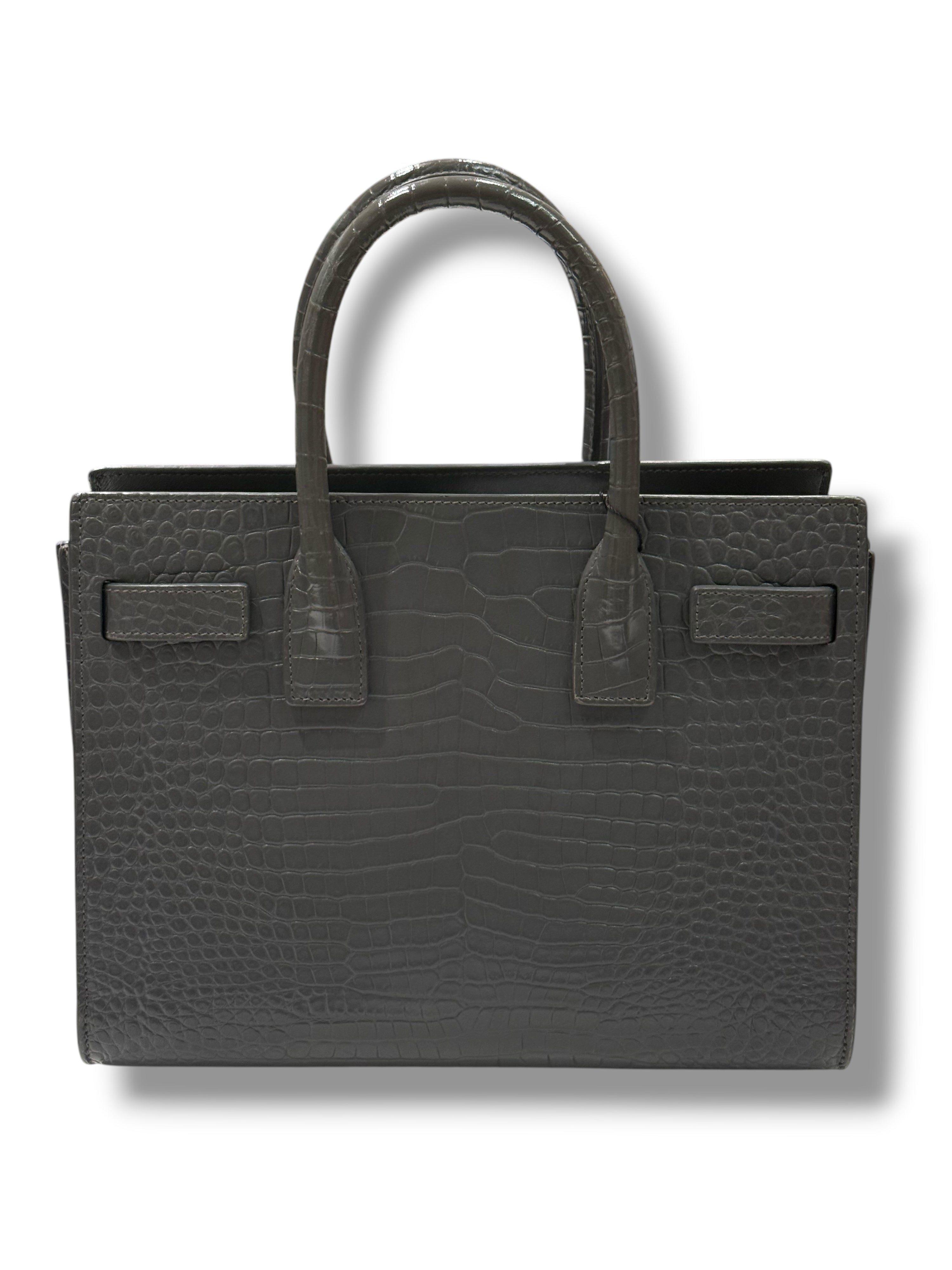 Saint Laurent - Sac de jour en cuir embossé crocodile - Baby