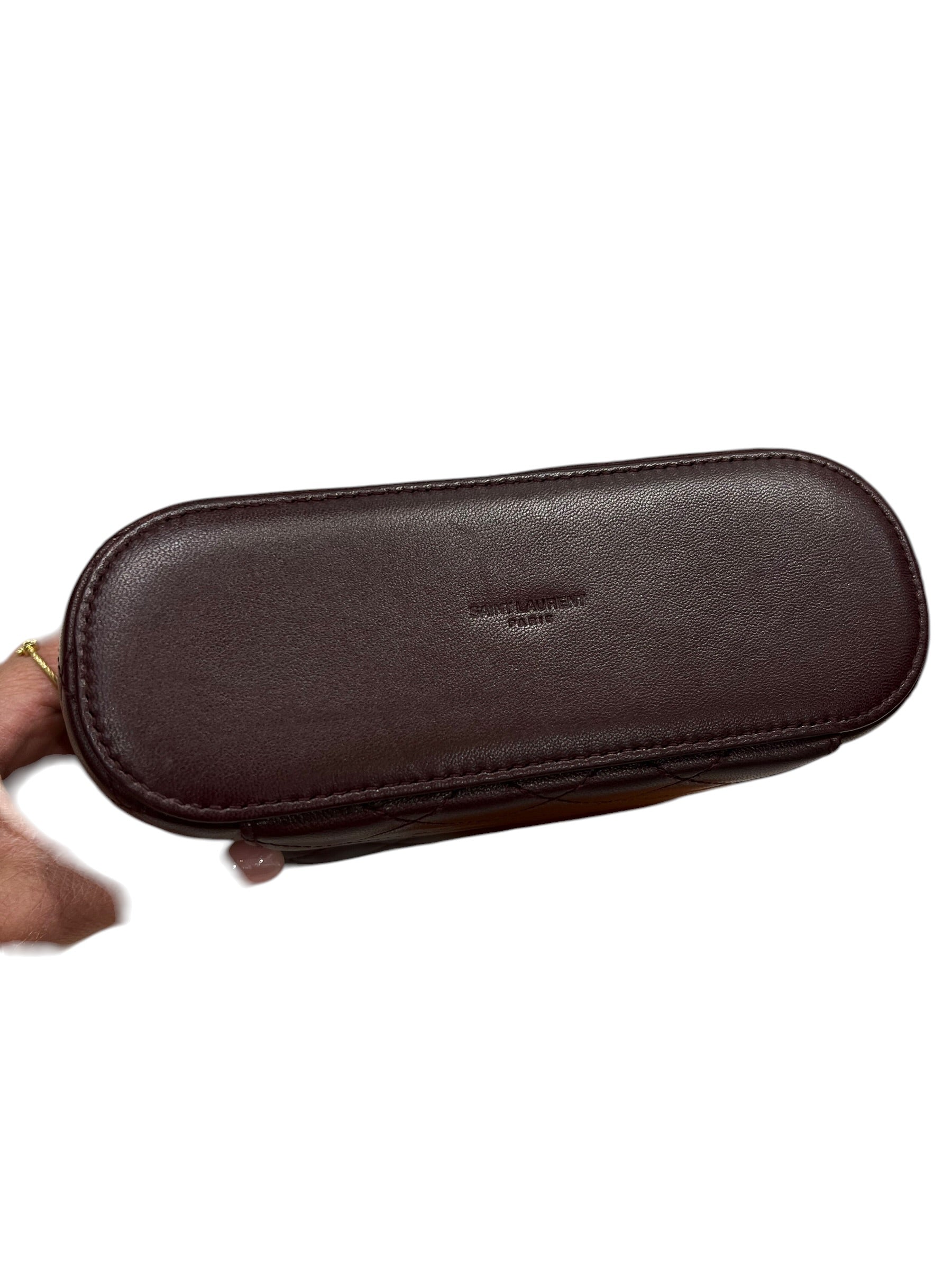 Saint Laurent - Borsa vanity Gaby in pelle bordeaux