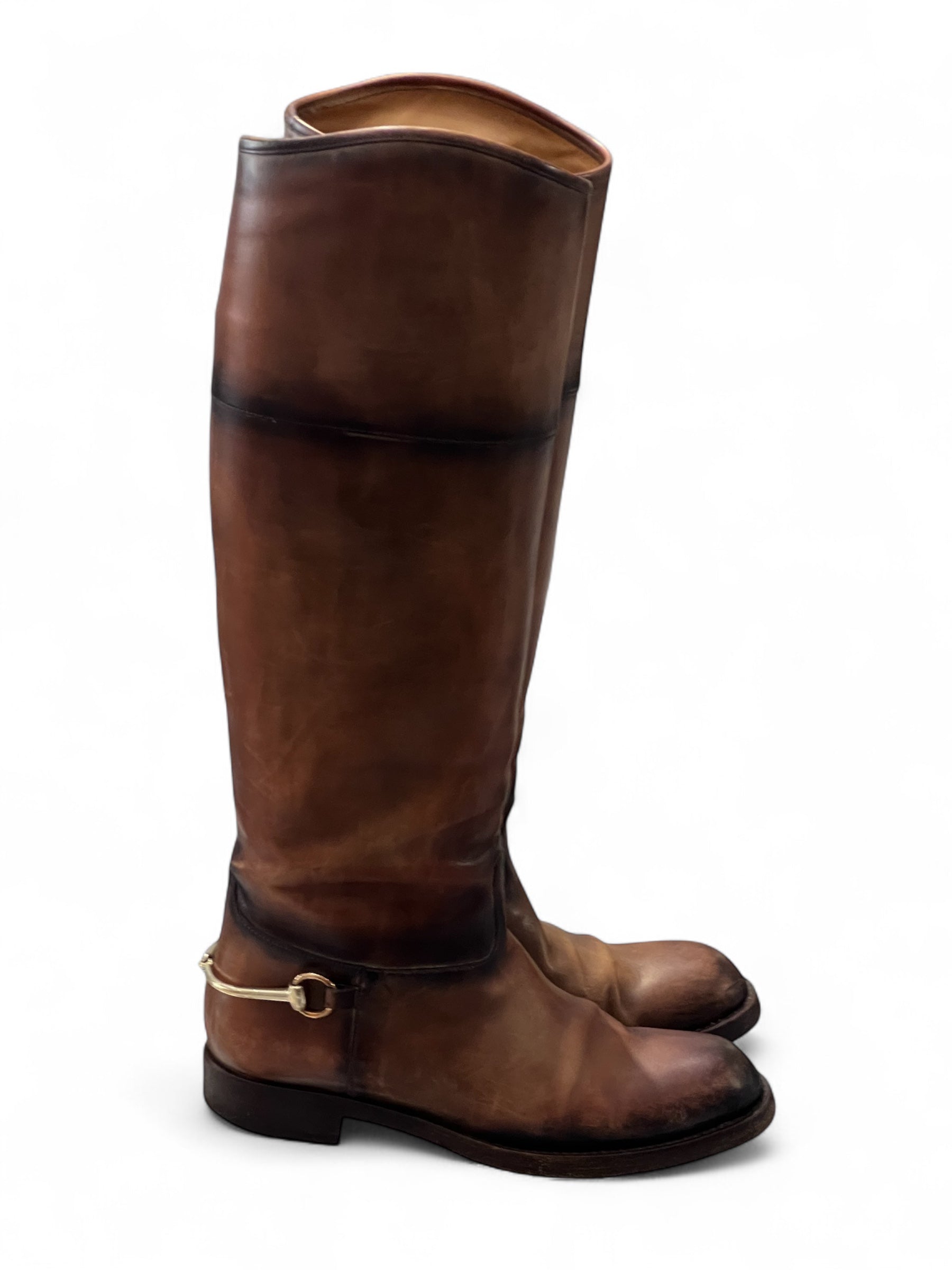 Gucci - Hohe Stiefel mit braunem Gebiss Gr. 38