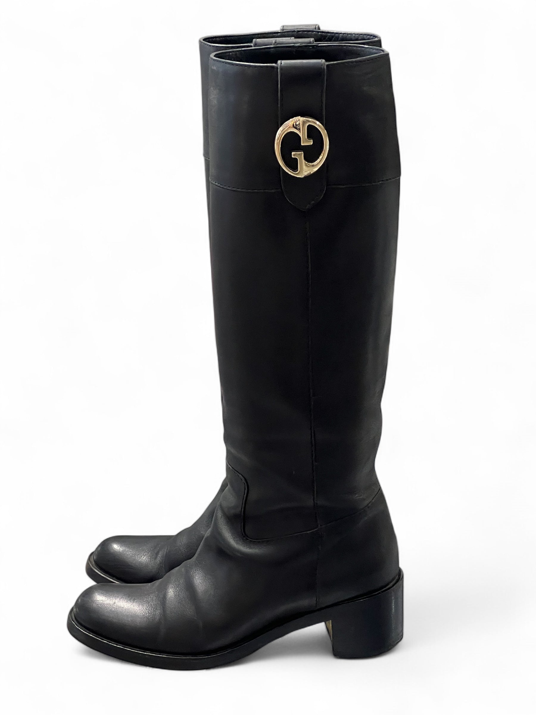 Gucci - Reitstiefel aus Leder Gr. 38,5