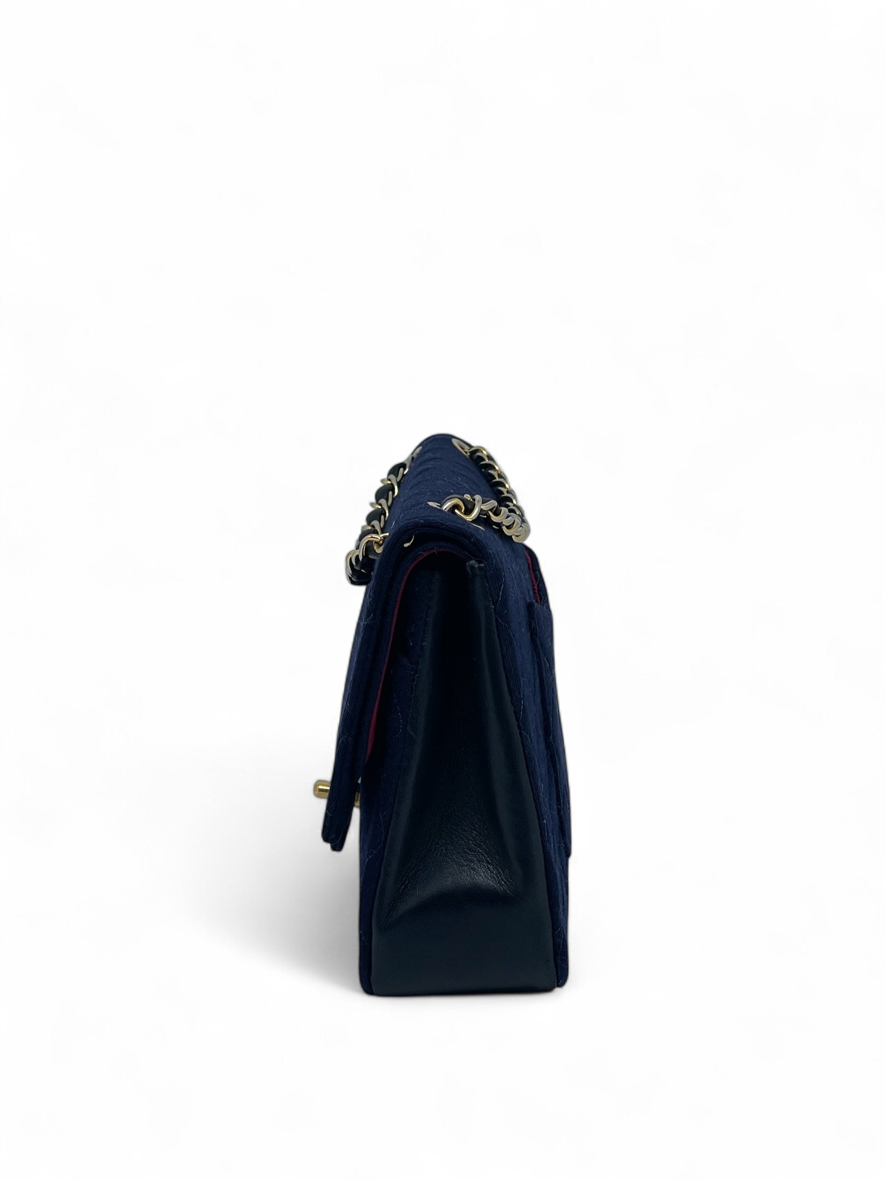 Chanel - Sac Timeless en jersey bleu marine