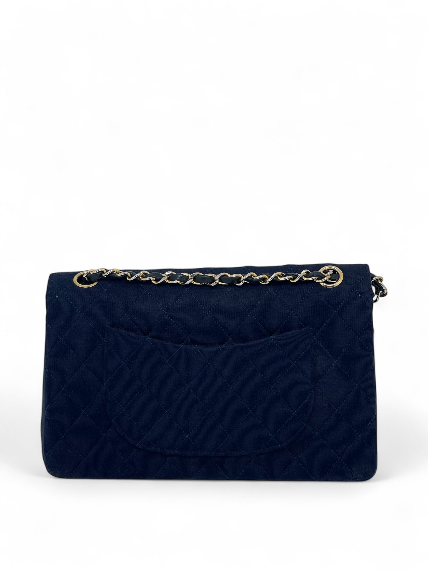 Chanel - Sac Timeless en jersey bleu marine