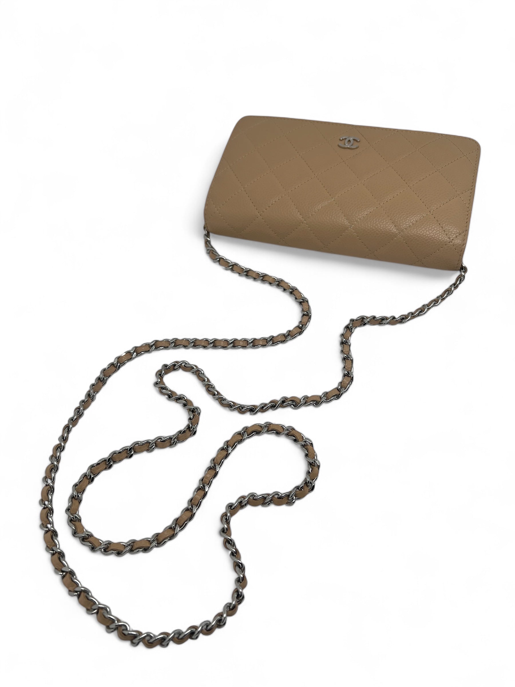 Chanel - Sac Wallet on chain cuir caviar beige
