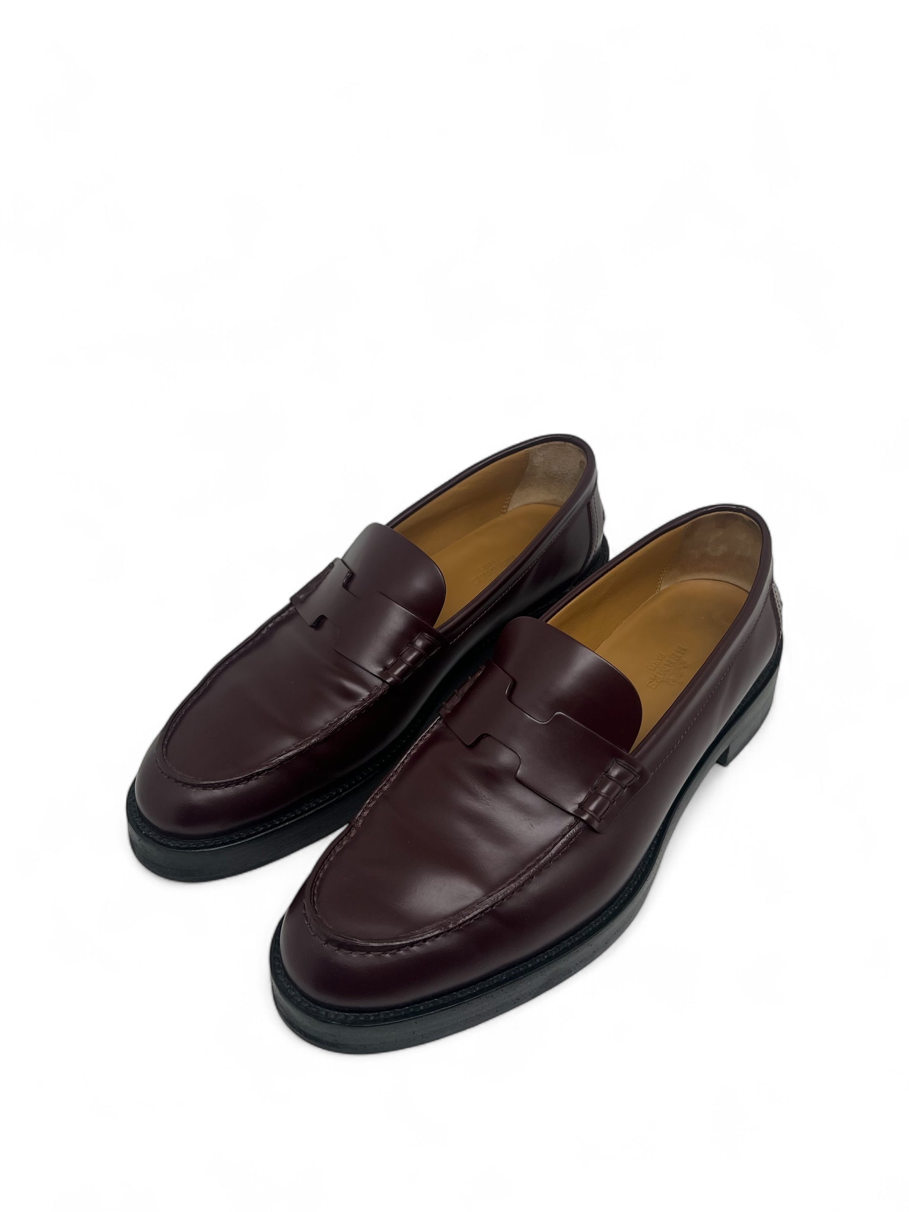 Hermès - Mocassins Hour bordeaux en cuir T.40