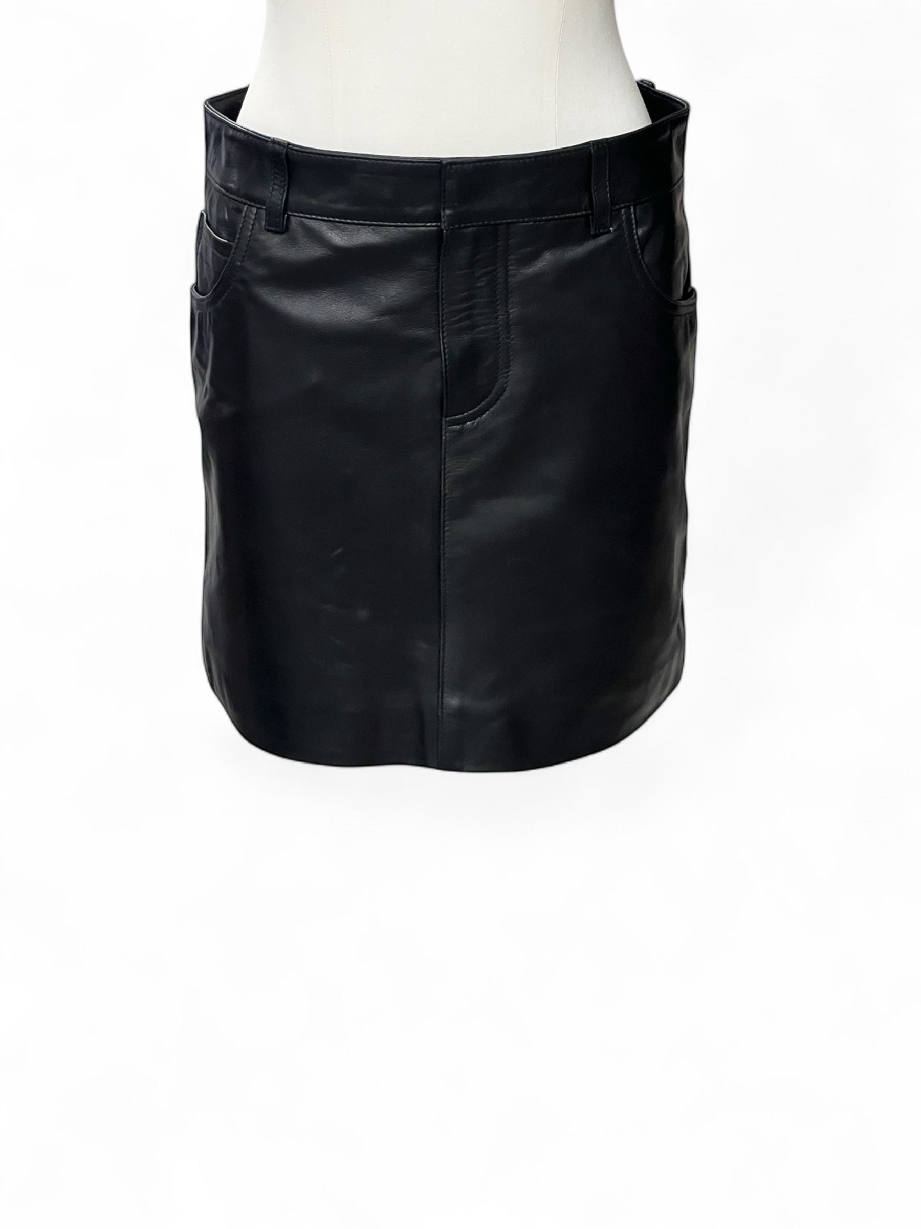 Christian Dior - Jupe noir en cuir T38