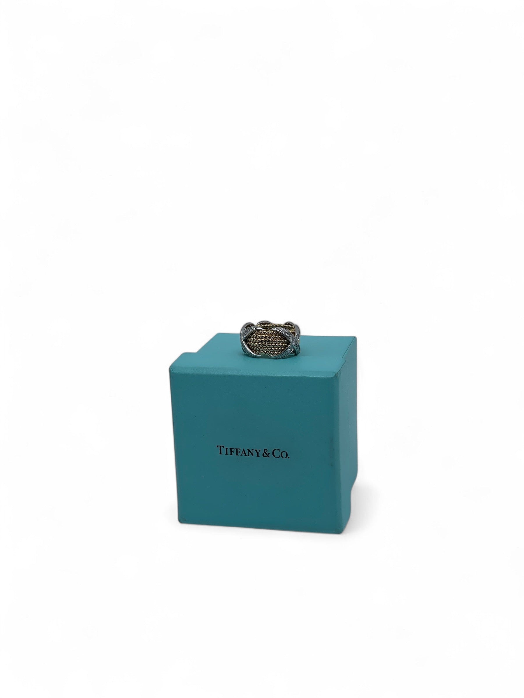 Tiffany & Co - Bague à quatre rangées de diamants en or 18 carats