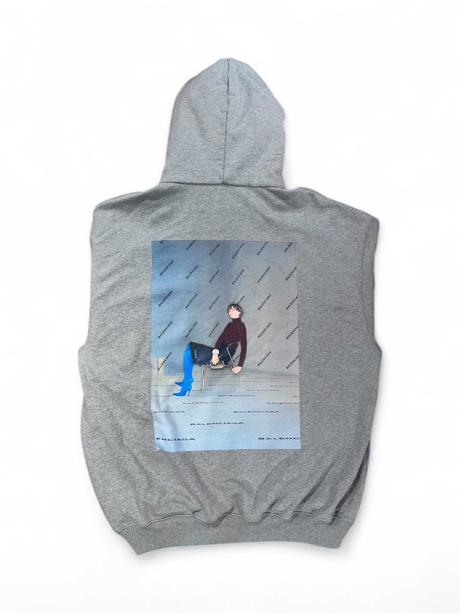 Balenciaga - Sweat à capuche gris avec imprimés T38