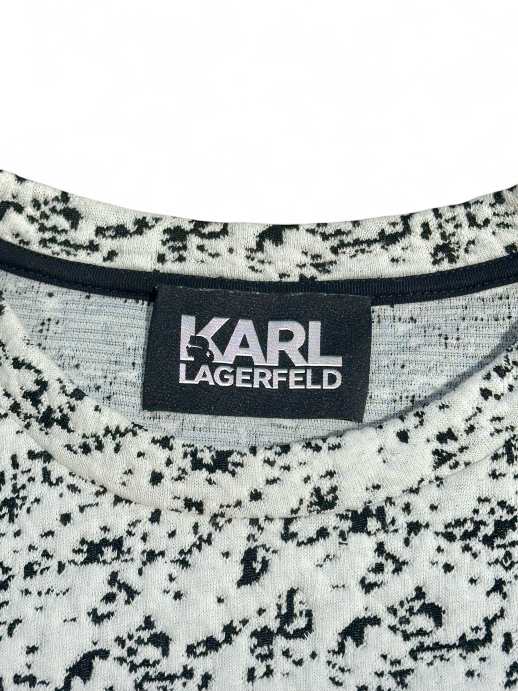 Karl Lagerfeld - Pull noir et blanc à ruban T36