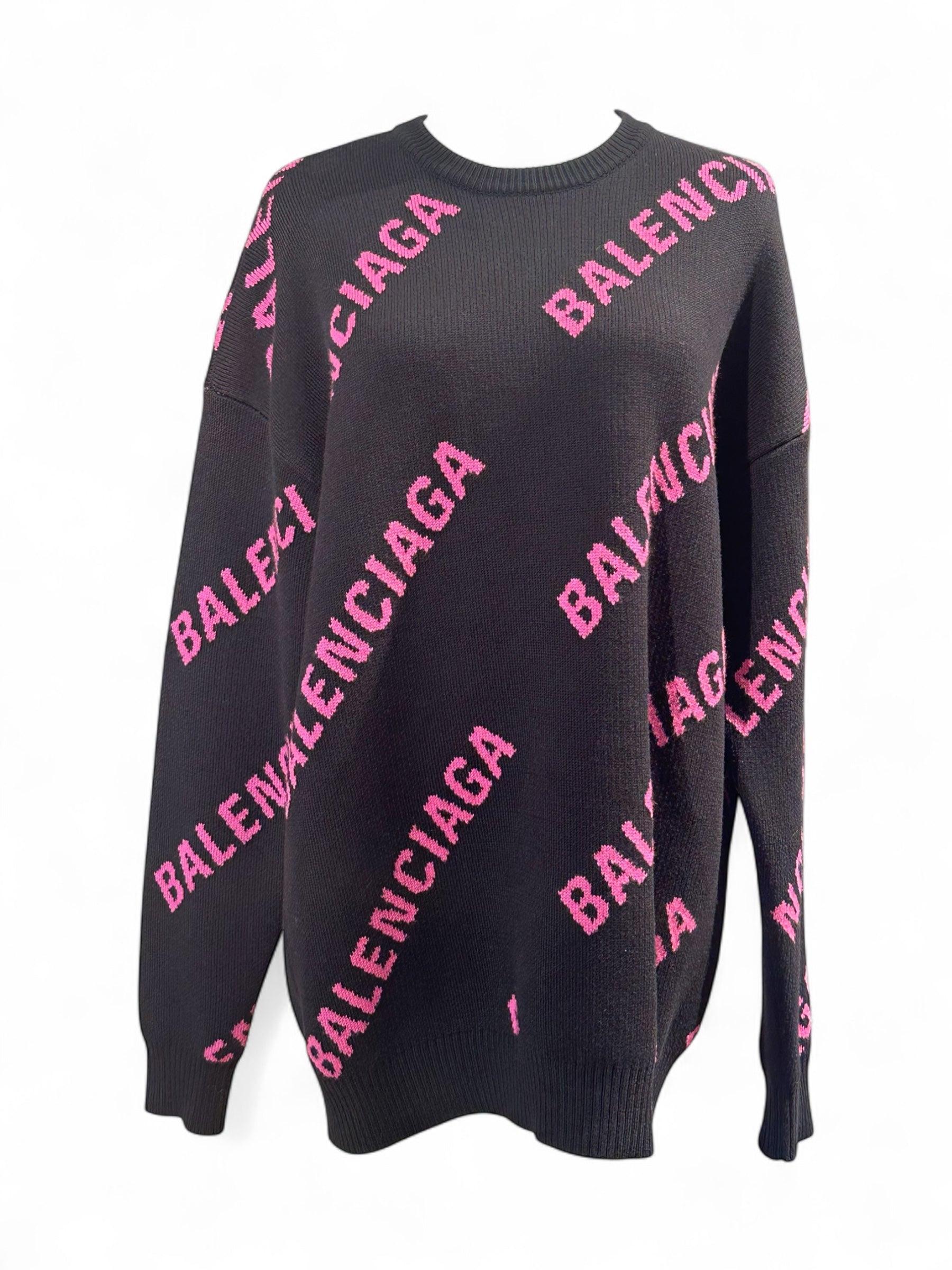 Balenciaga Pull logo Balenciaga noir et rose T34