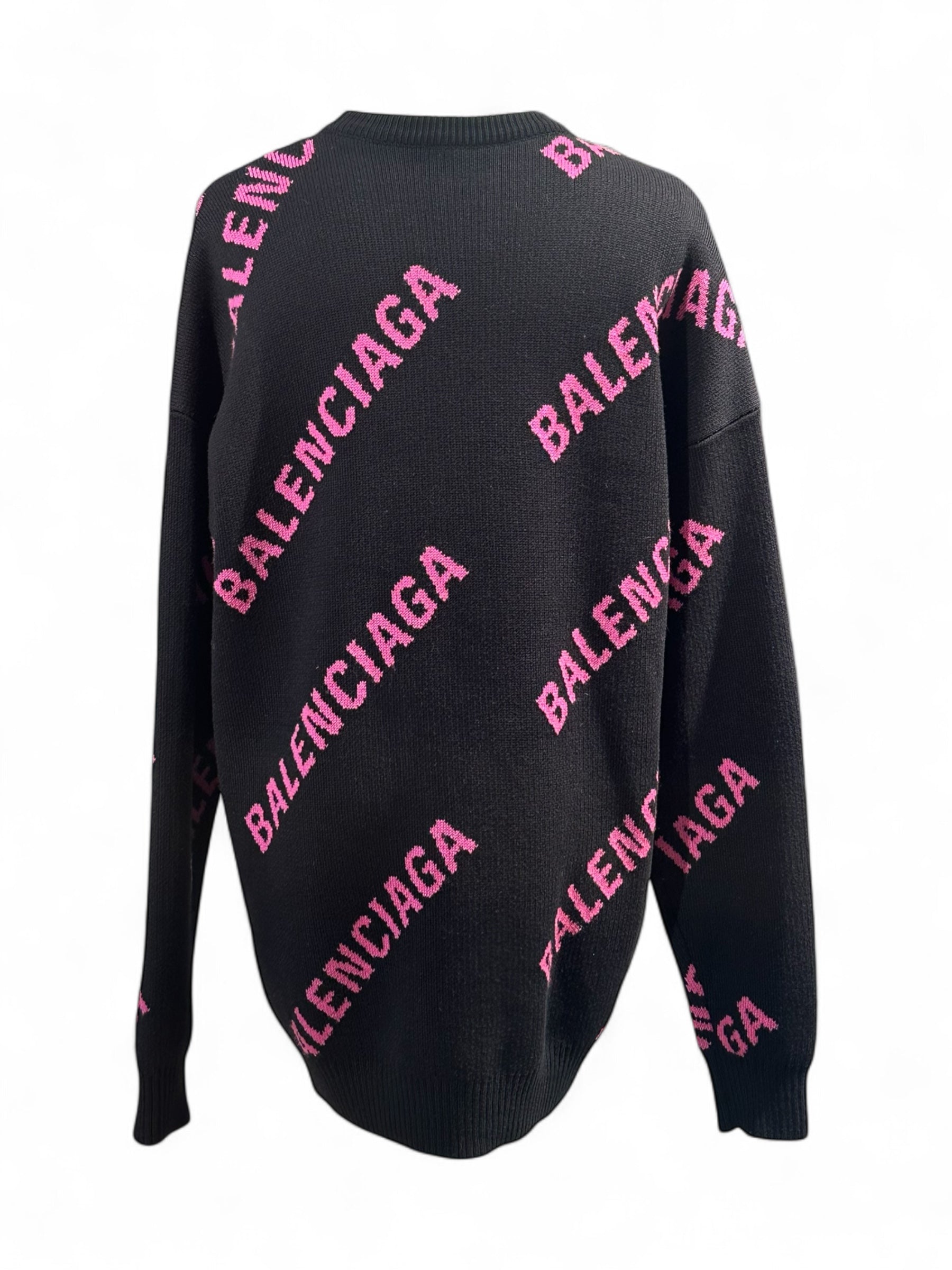 Balenciaga - Pull logo Balenciaga noir et rose T34