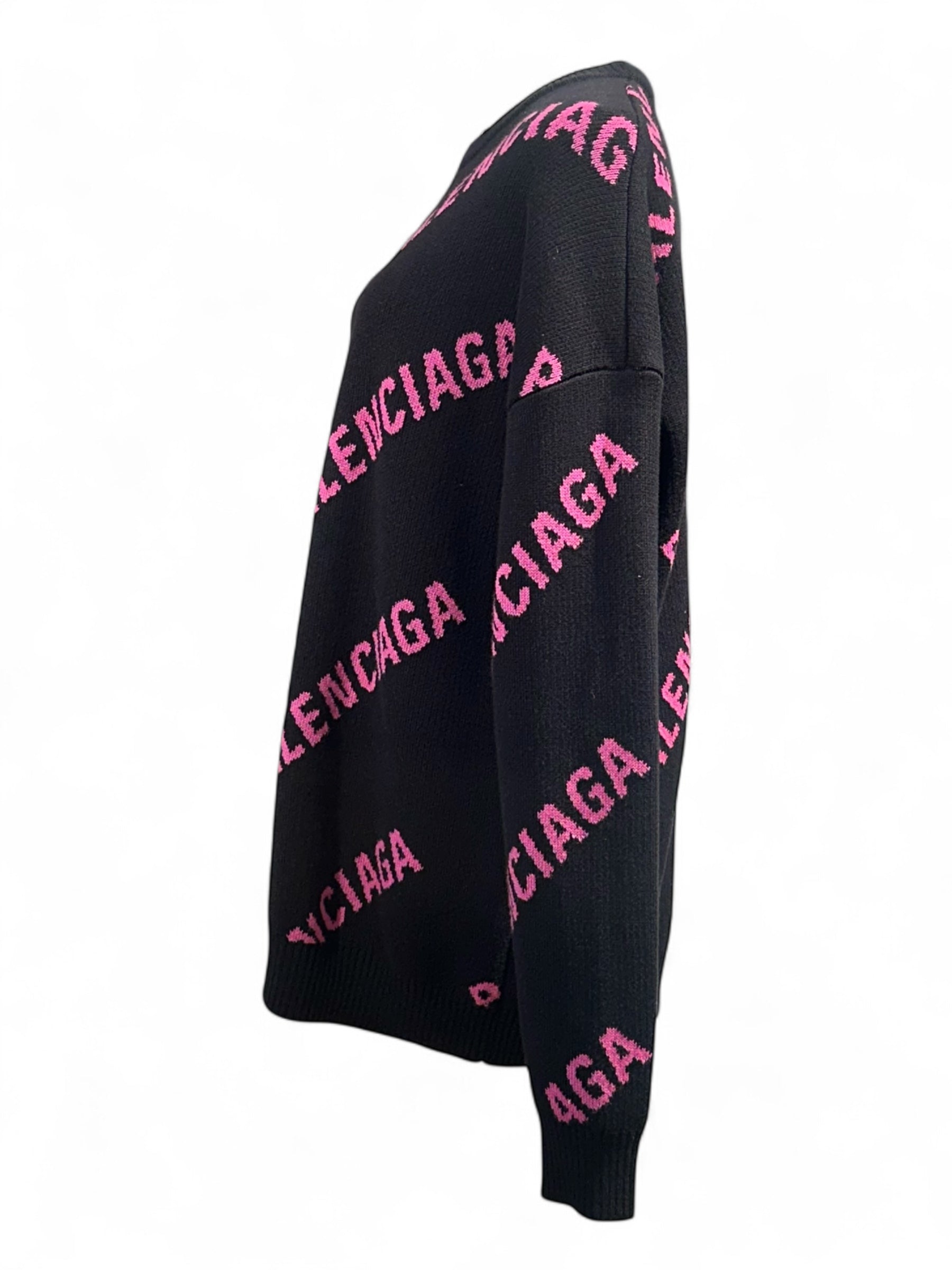 Balenciaga - Pull logo Balenciaga noir et rose T34
